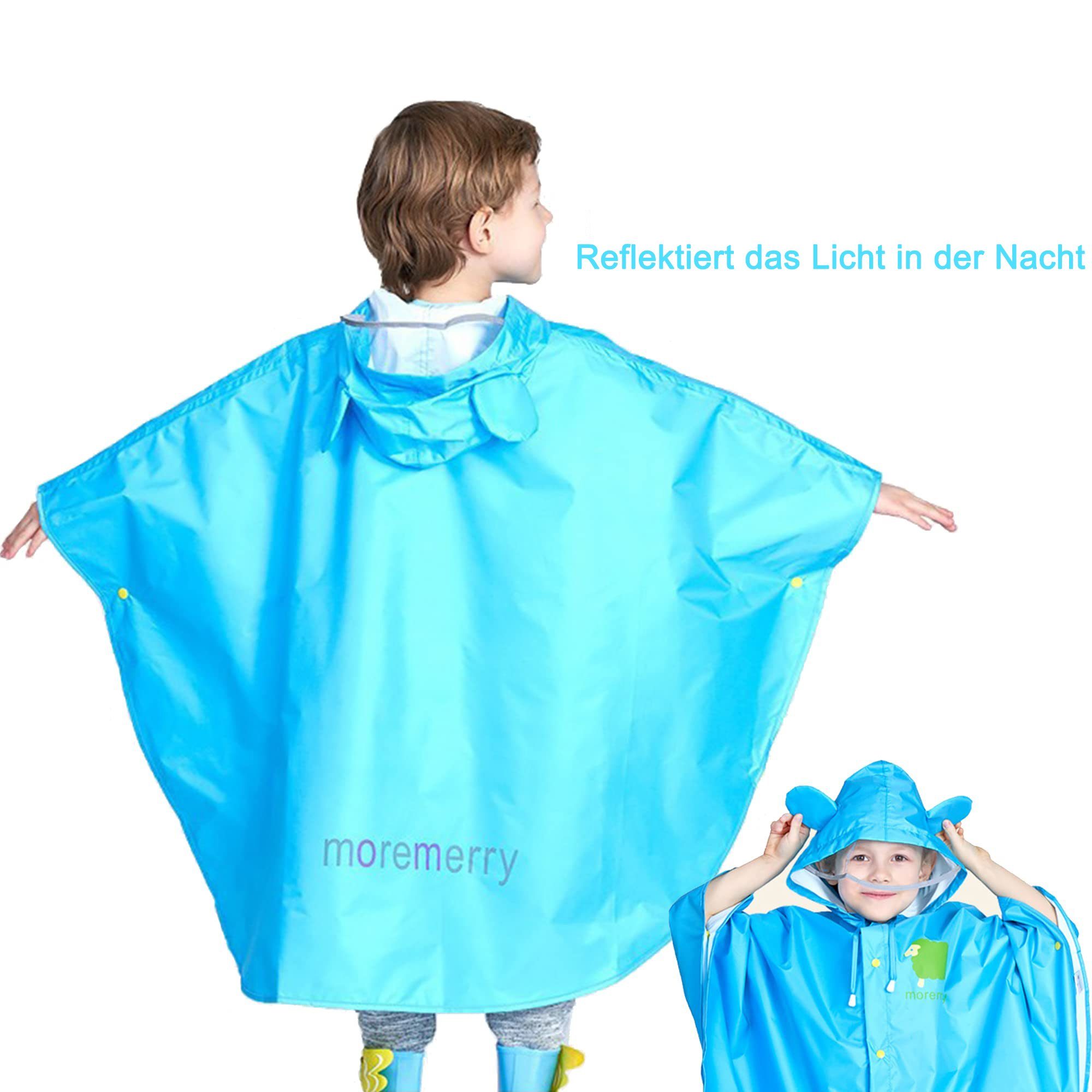 GelldG Regenmantel Kinder Regencape Regenfest, Regenponcho Faltbare tragbare Regenmantel blau(L)