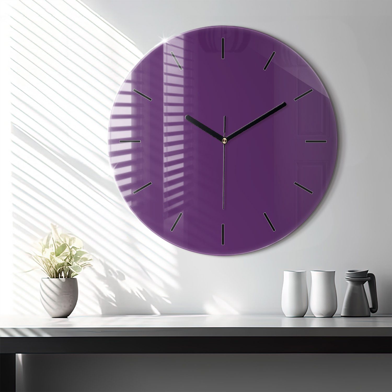 Tulup Wanduhr Wanduhr Glasrunde Uhr Moderne Glaswanduhr 60cm Uhr aus Gehärtetem Glas