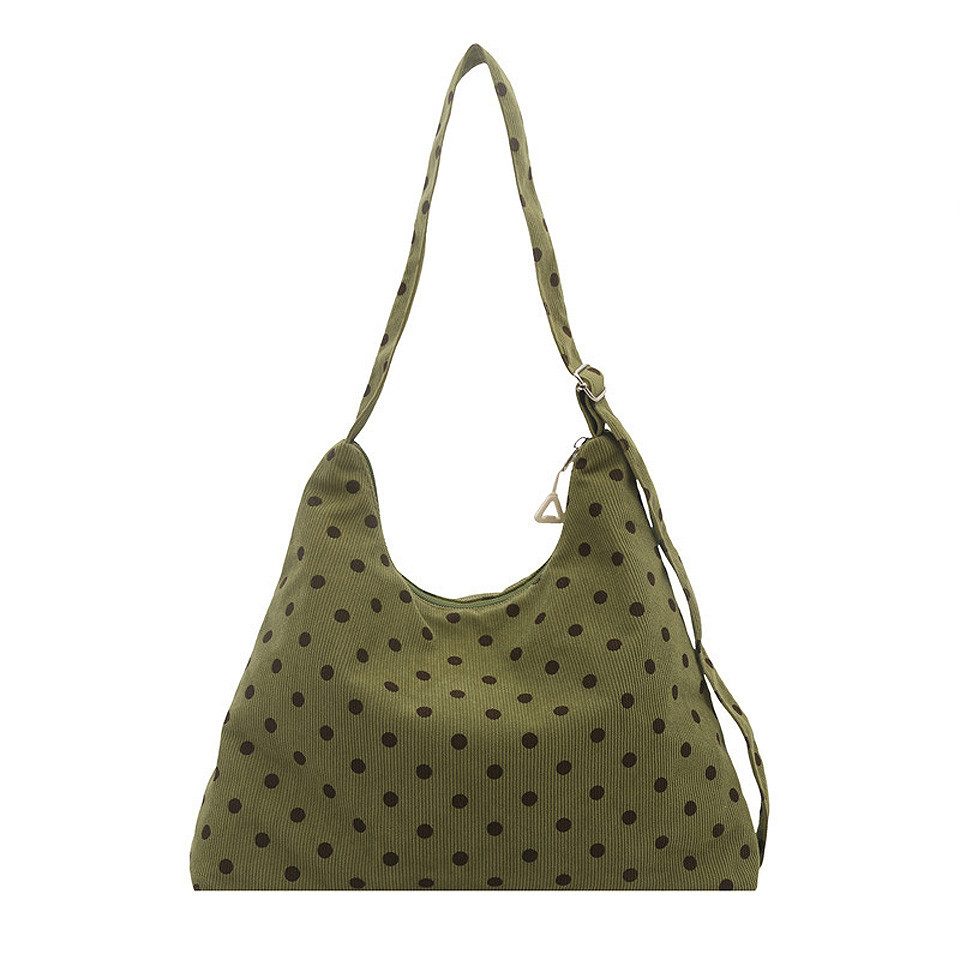 nsihing Schultertasche Retro gepunktete Cord-Schultertasche mit großer Kapazität, Tote Bag, geeignet für Arbeit, Reisen und Freizeit.
