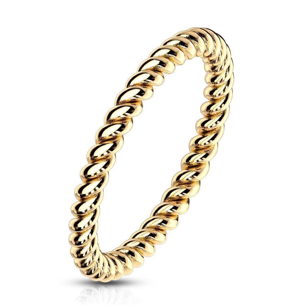Fingerring 49 (15.6) Ring gedreht Gold aus Edelstahl Damen
