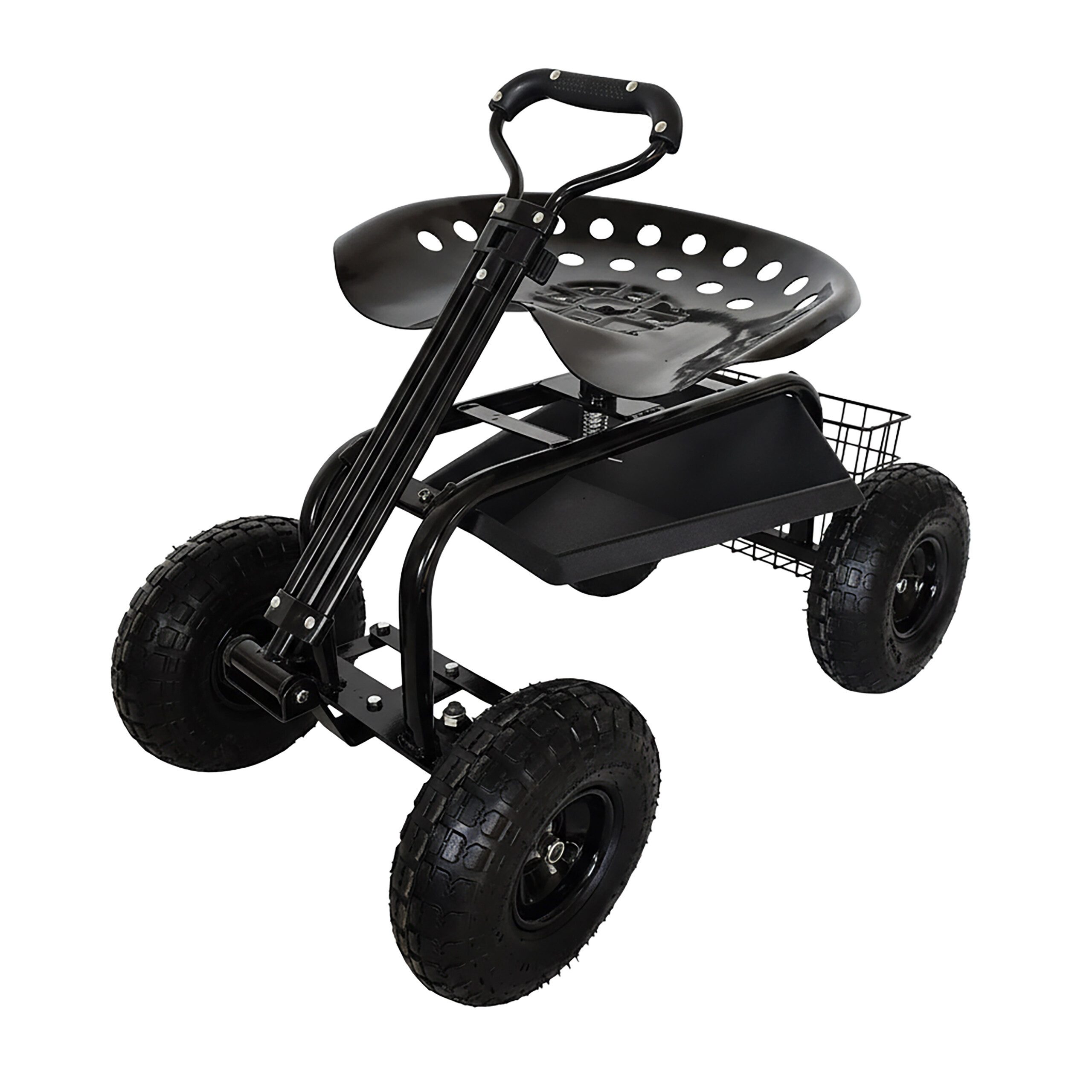 relaxdays Rollsitz Fahrbarer Gartensitz mit Stauraum, schwarz