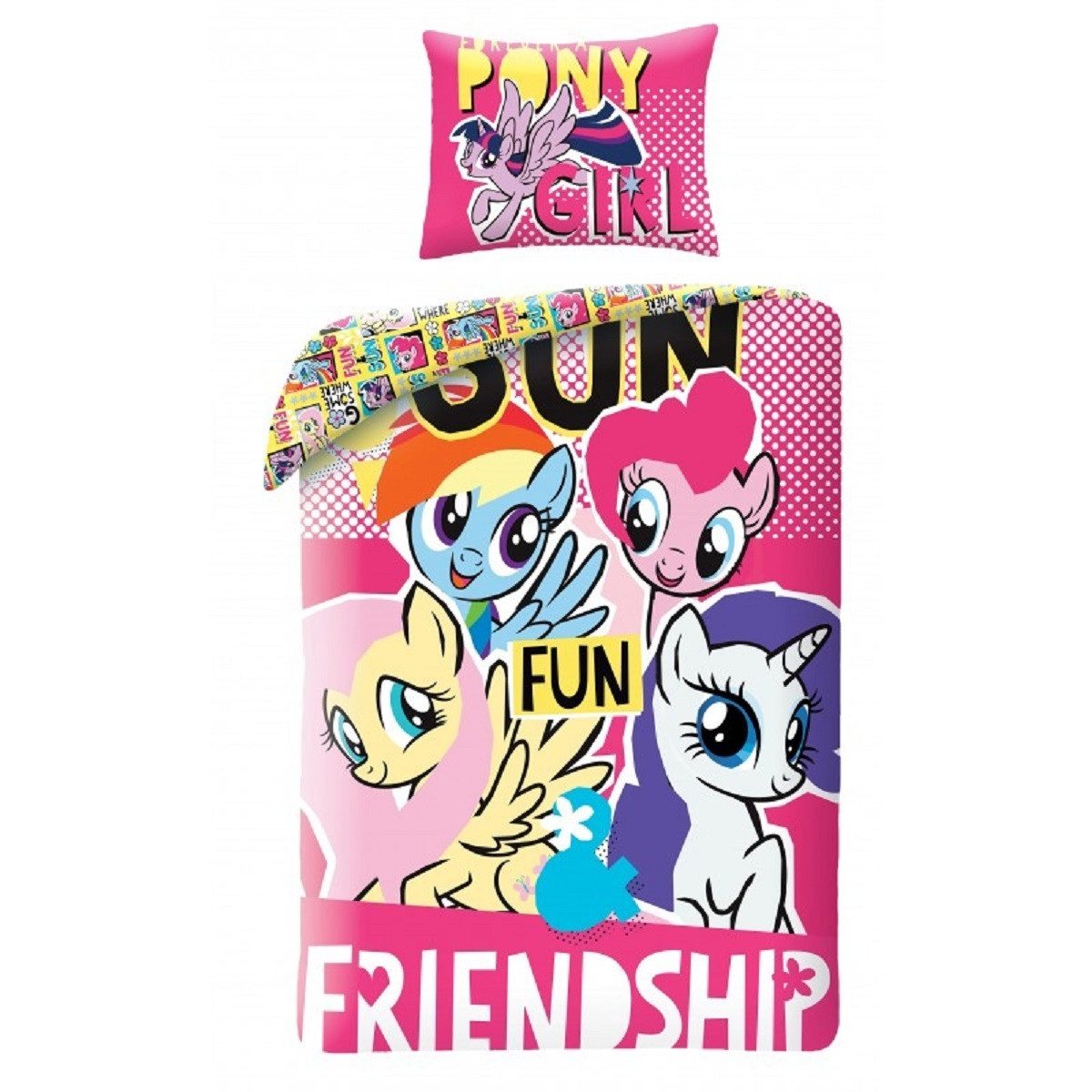 My Little Pony Bettwäsche Set Baumwolle Bettdeckenbezug 140 × 200 cm mit 70 × 90 cm Kissenbezug, 2 teilig
