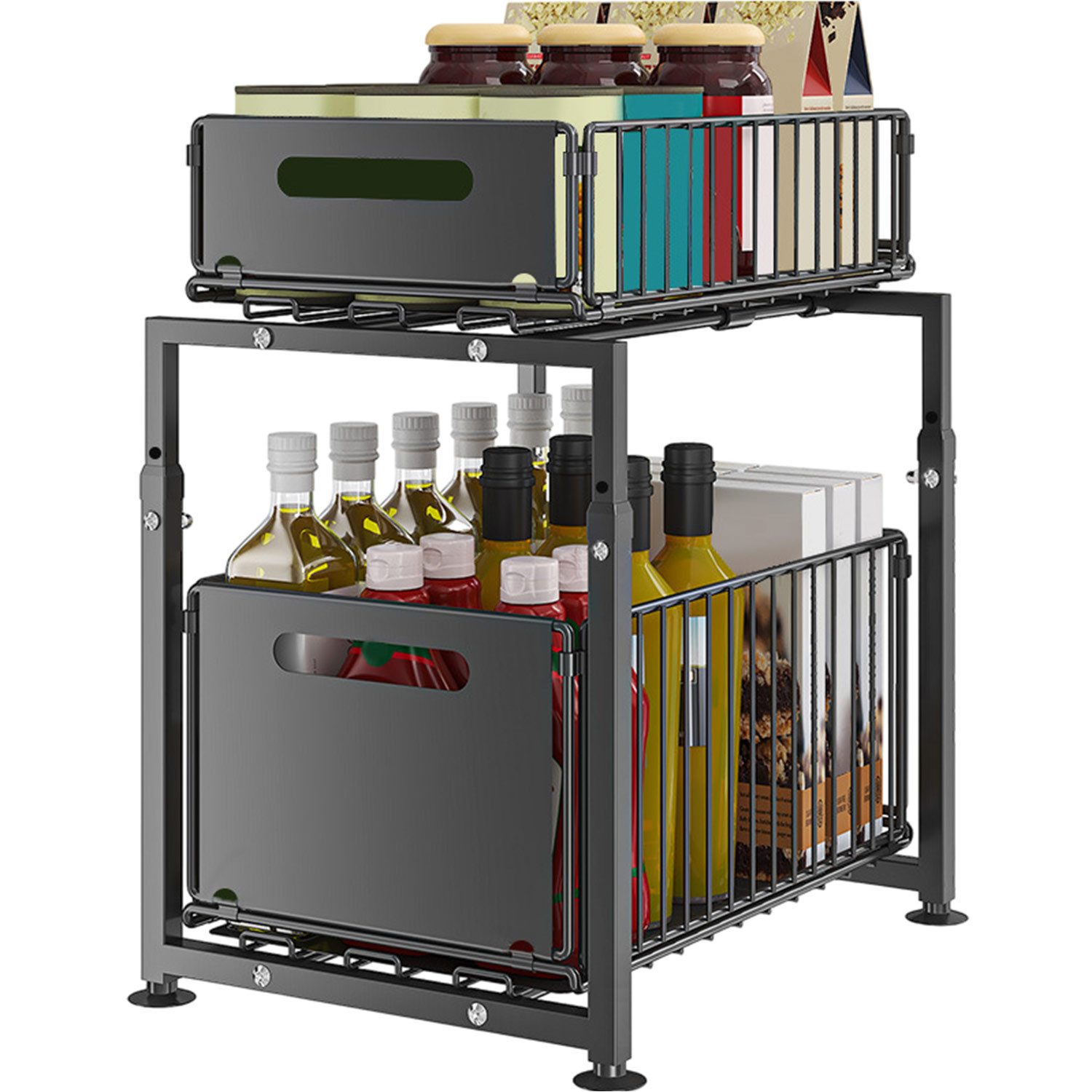 Refttenw Küchenregal 2 Etagen Metall Spülschrank Organizer Höhenverstellbar günstig online kaufen