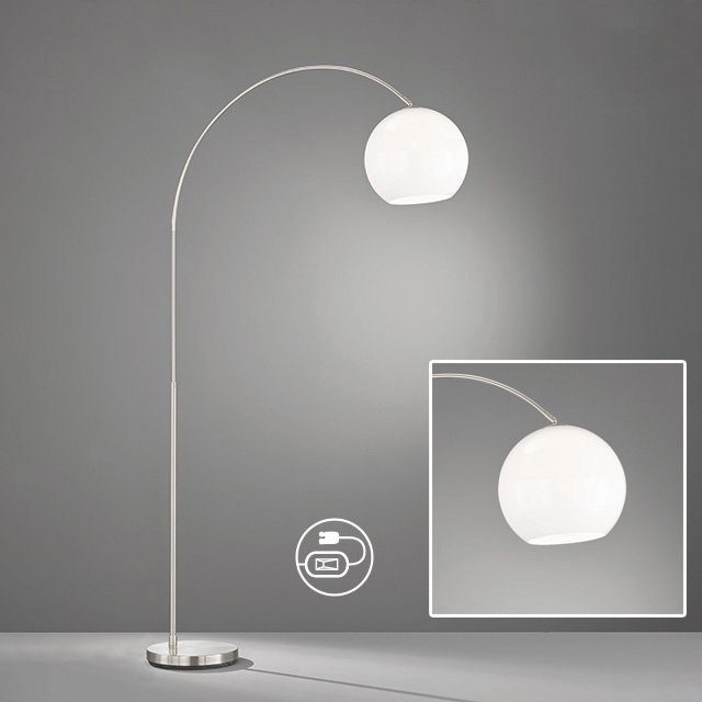 FHL easy! Stehlampe Arcus, Ein-/Ausschalter, - ohne Leuchtmittel, weiß Acrylglas nickelfarben 