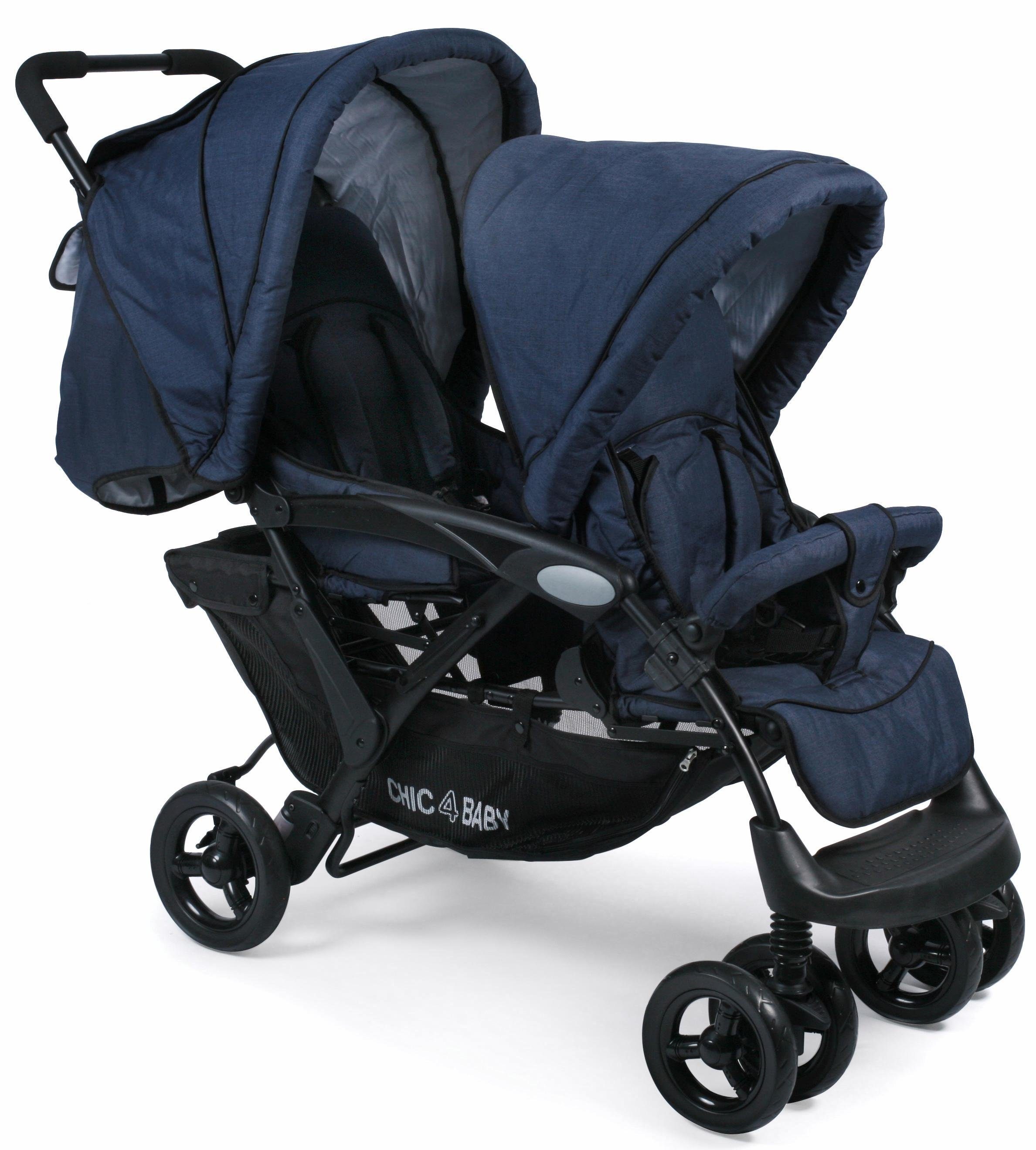 CHIC4BABY Geschwisterwagen Duo, navy, mit feststellbaren Doppelschwenk-Vorderrädern