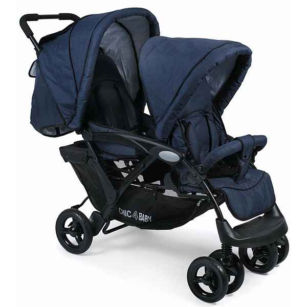 CHIC4BABY Geschwisterwagen Duo, navy, mit feststellbaren Doppelschwenk-Vorderrädern