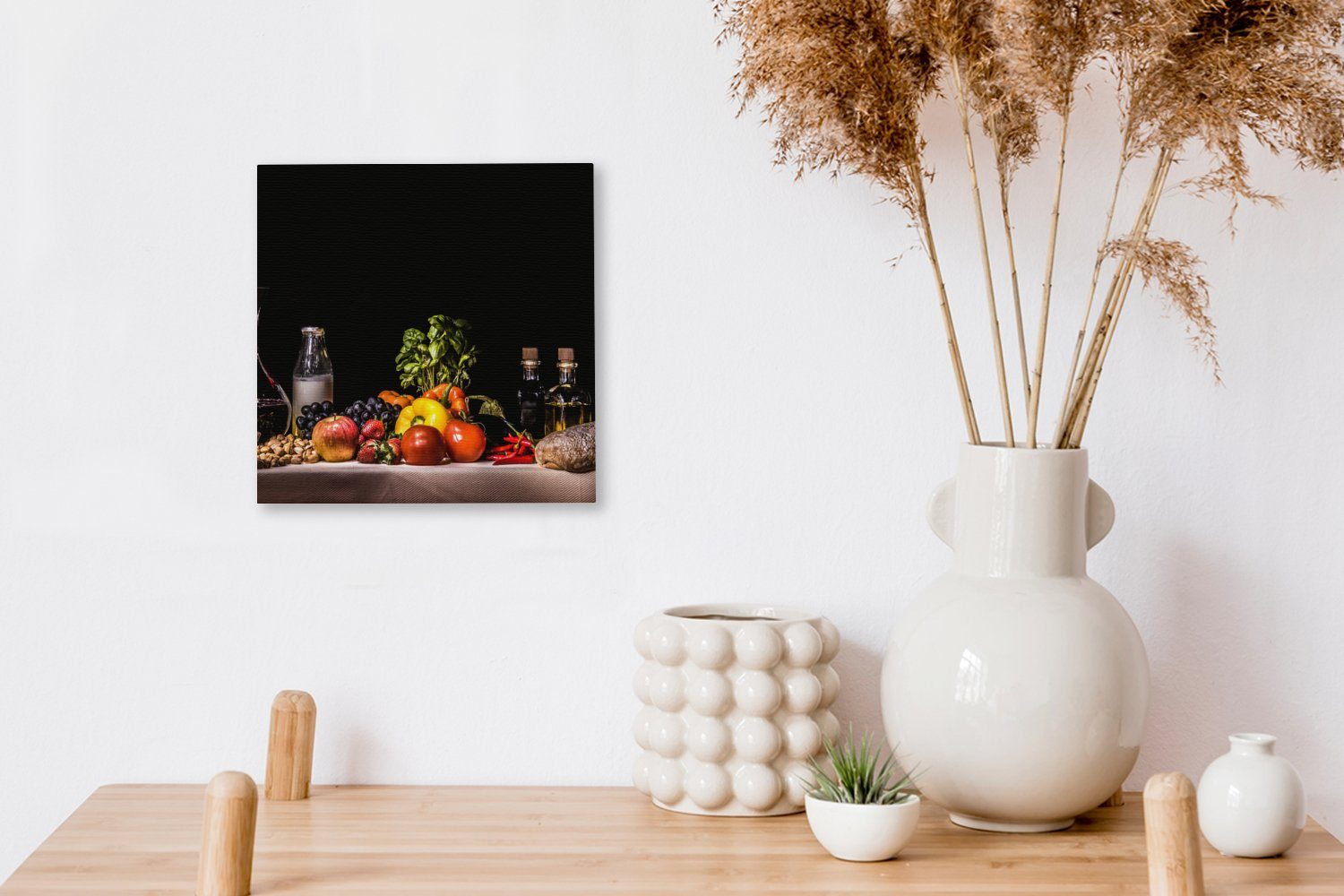 Trinken Obst - - Schwarz, Bilder OneMillionCanvasses® Wohnzimmer - St), für - Leinwandbild Schlafzimmer (1 Stilleben Leinwand Essen