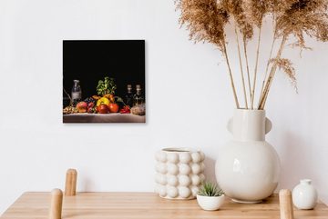 OneMillionCanvasses® Leinwandbild Stilleben - Essen - Trinken - Obst - Schwarz, (1 St), Leinwand Bilder für Wohnzimmer Schlafzimmer