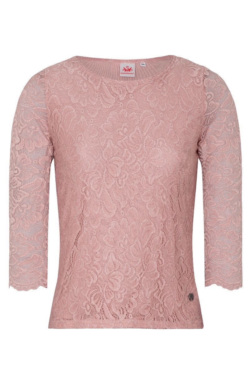 Spieth & Wensky Trachtenshirt Blusenshirt - ALHEIM - altrosa, dunkelgrün günstig online kaufen