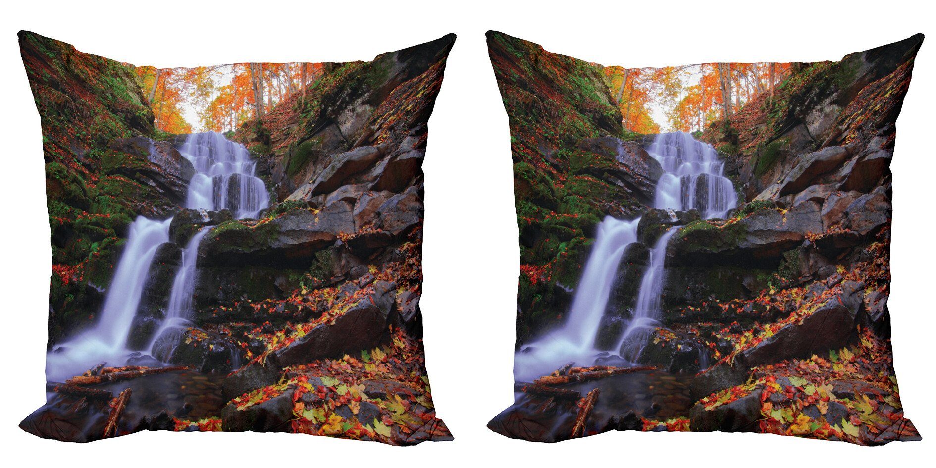 Kissenbezüge Modern Accent Doppelseitiger Digitaldruck, Abakuhaus (2 Stück), Draussen Berg und Wasserfall