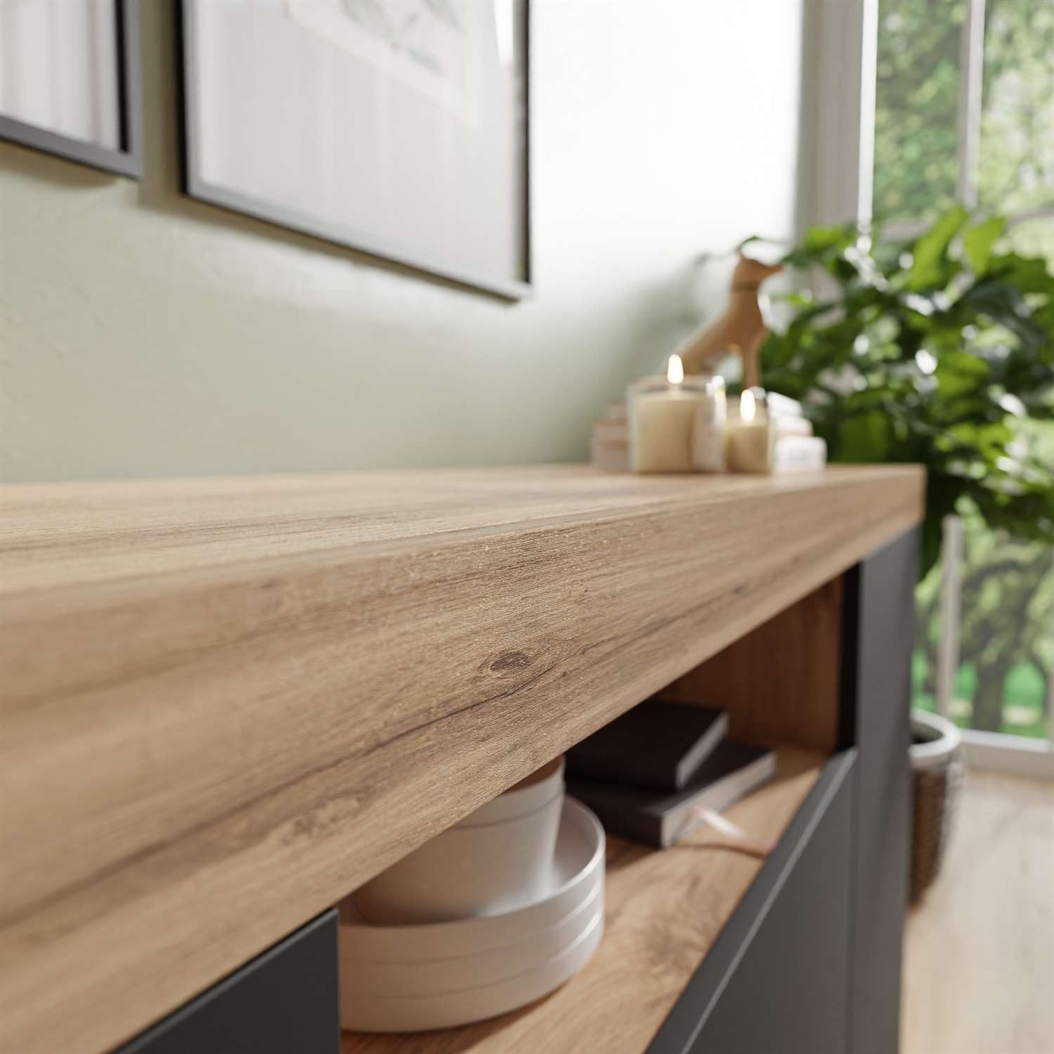 ALLHOUSE24 Kommode WIXI 164 cm Breite Sideboard matt Wotan Eiche PUSH TO OPEN (1x Kommode), Breite 164 cm