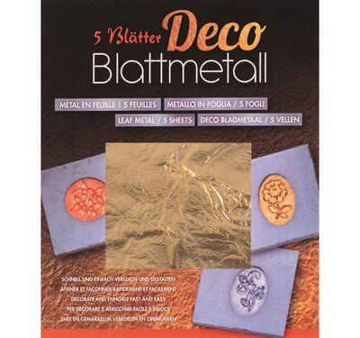 Glorex Bastelkartonpapier Glorex Blattmetall goldfarben 14 x 14 cm, 5 Blatt