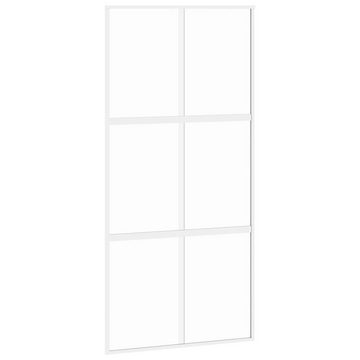 vidaXL Zimmertür Schiebetür Zimmertür Innentür Glas Weiß 102,5x205 cm Hartglas und Alum