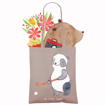 Mr. & Mrs. Panda Tragetasche Panda Hockey spielen - Braun Pastell - Geschenk, Danke, Hobby, Einkau (1-tlg), Modisches Design