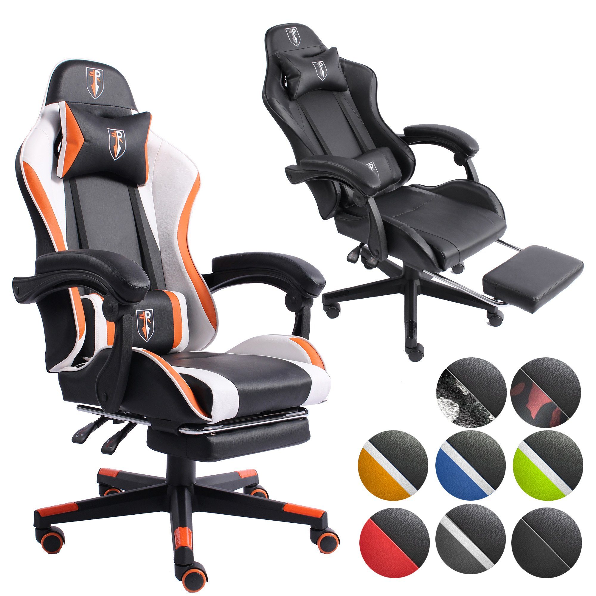 Racing-Design Schwarz/Weiß-Orange im Fußstütze Stuhl Chefsessel Gaming mit Arijus Drehstuhl Stück), Bürostuhl (1 TRISENS