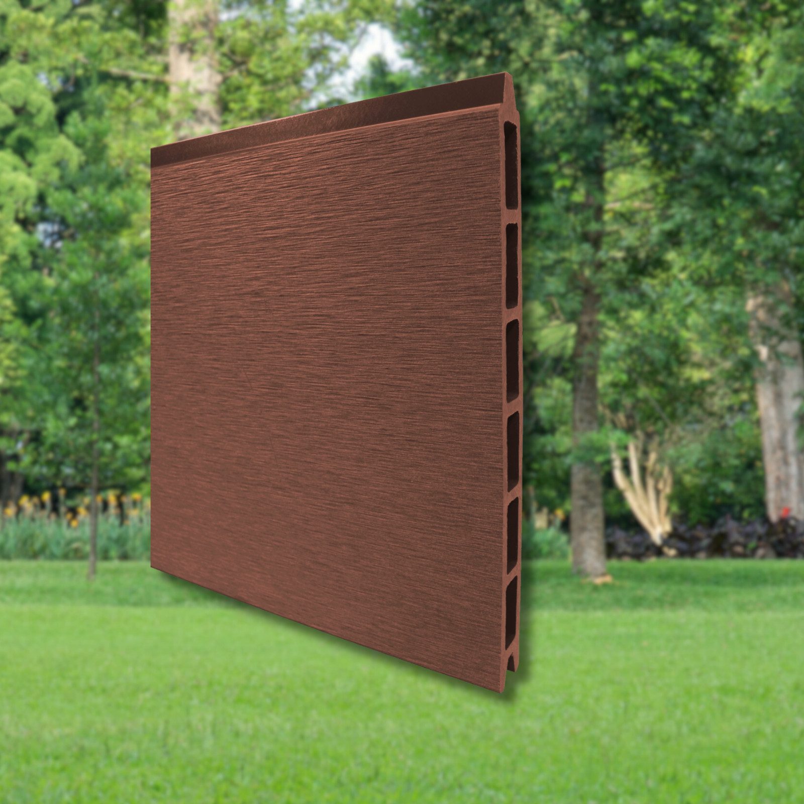 WPC Profi Zaun WPC Sichtschutzzaun MUSTER Handmuster 15 cm Redwood Braun, (WPC Zaun, Musterstück 15 cm)