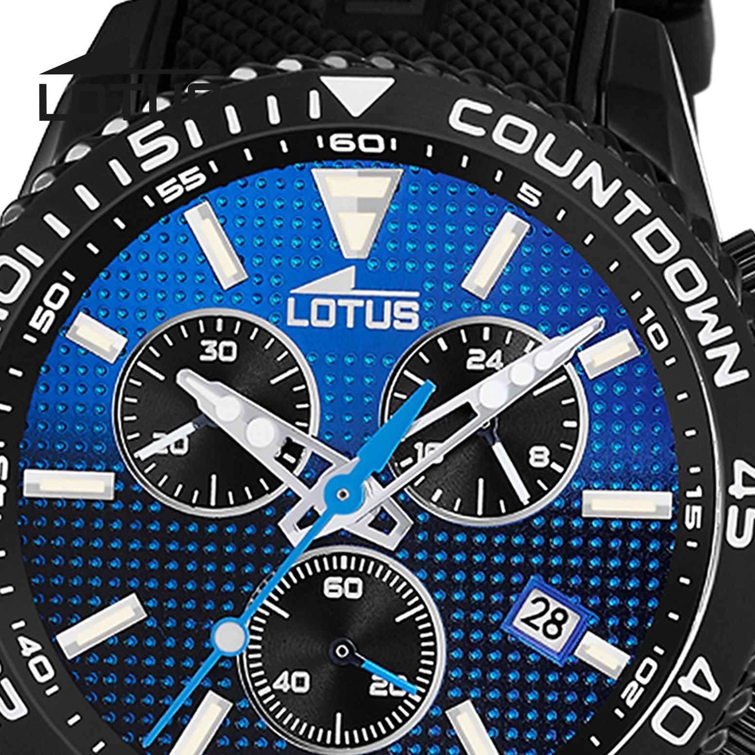 Lotus Chronograph Lotus Herrenuhr Silikon schwarz Lotus, (Chronograph), Herren Armbanduhr rund, groß (ca. 43,5mm), Edelstahl