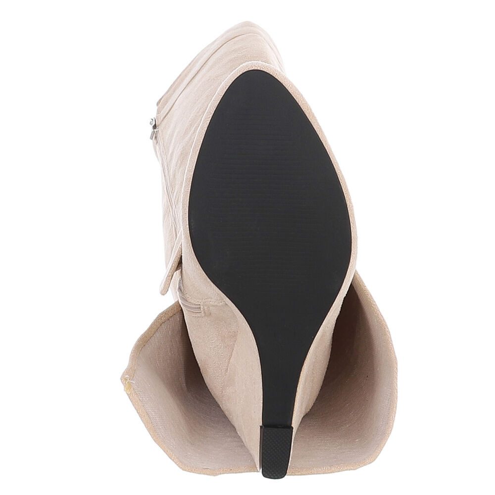 Ital-Design Elegante Überknie-Stiefel mit Komfort und modernem Design Keilstiefel (90458216) Keilabsatz/Wedge Stiefel in Beige
