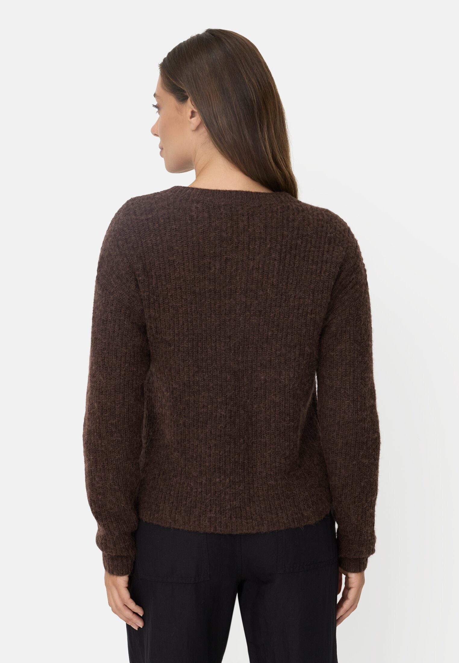 camel active Cardigan mit gerader Passform Langarm Markenlogo
