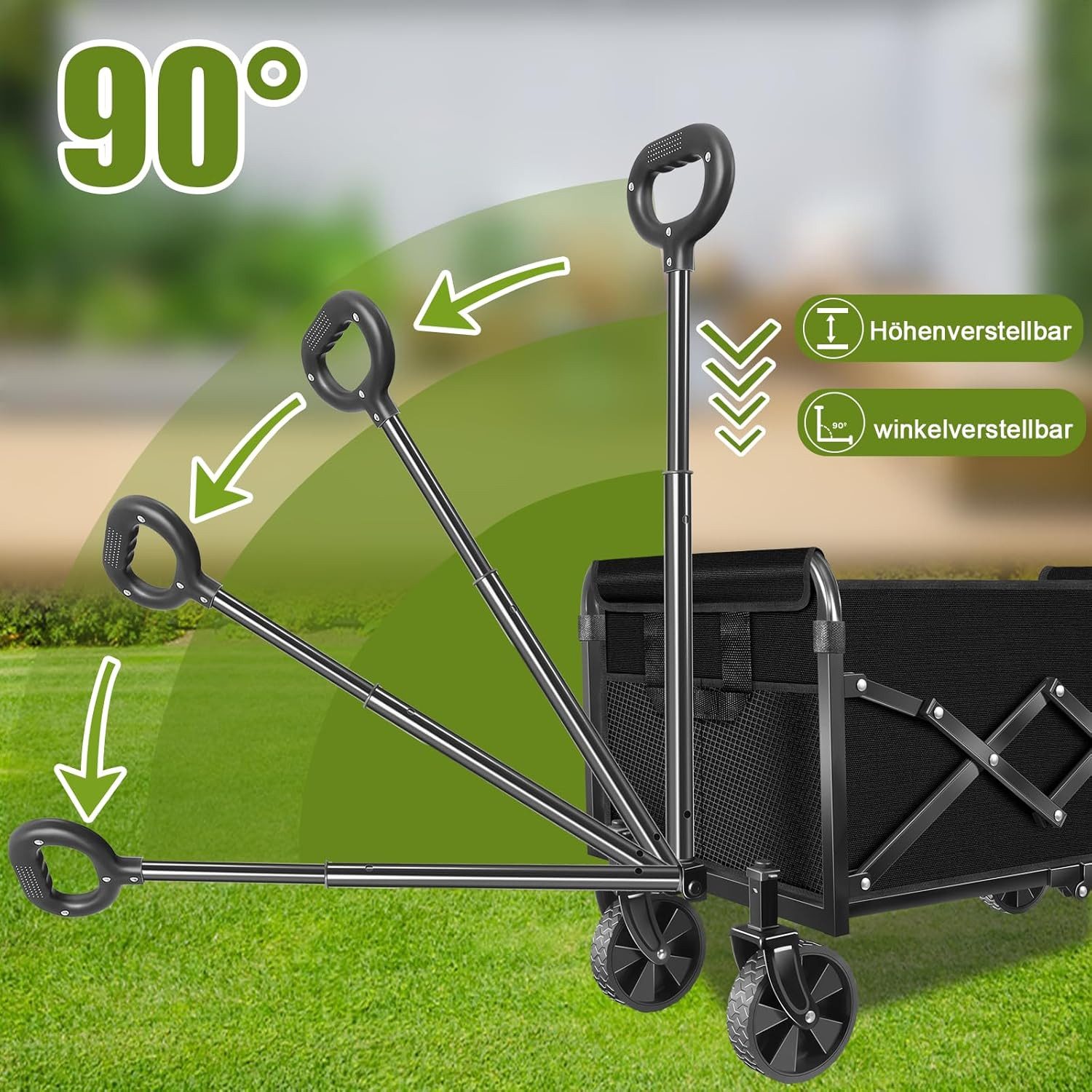 SURFOU Handwagen Bollerwagen faltbar 160 kg mit großen Rädern für Garten & Camping