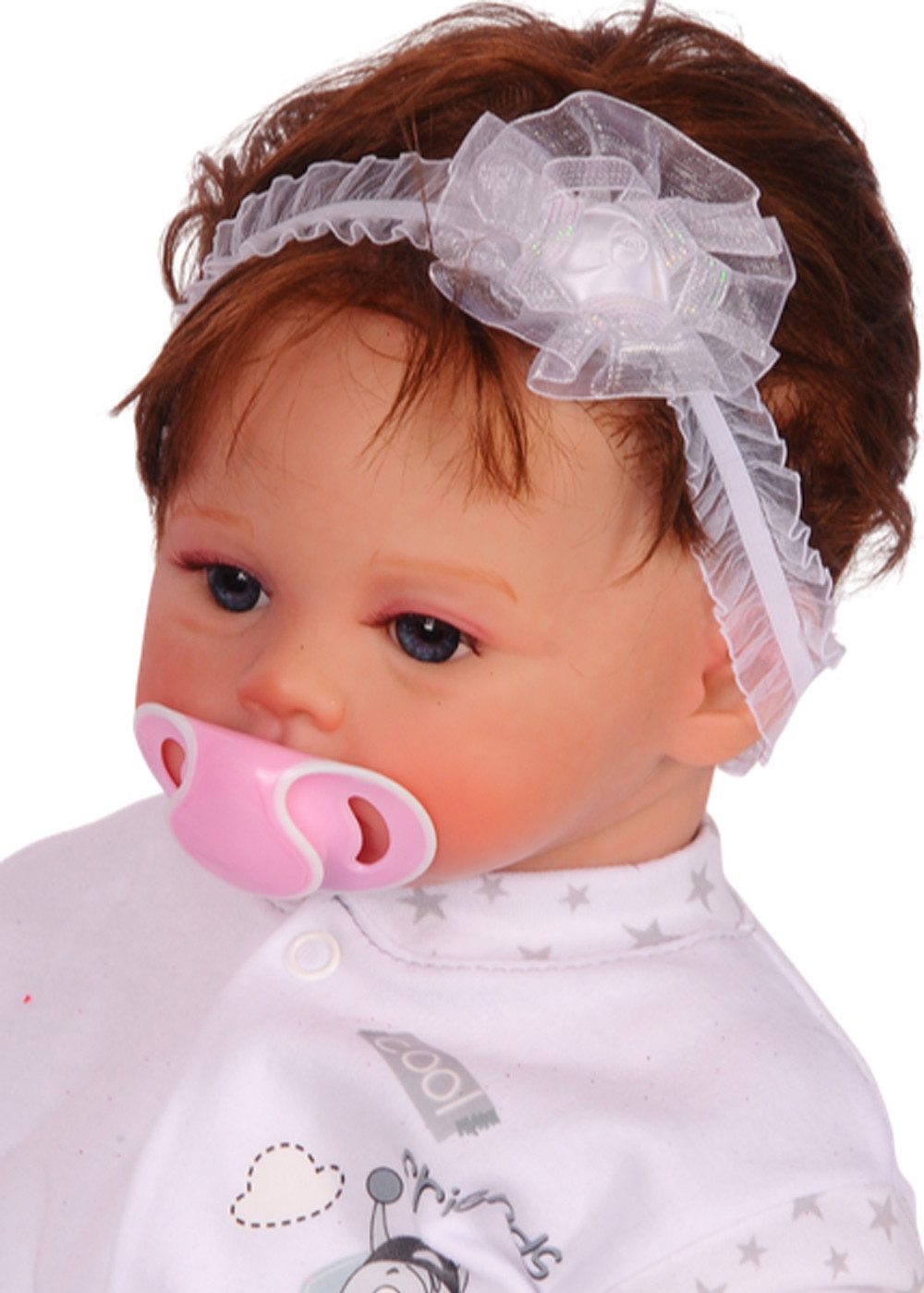 La Bortini Stirnband Kopfband in Weiß für Babys und Kinder Haarband Kopfschmuck elastisch, für Taufe, ab 0Mon, Rüschen, Spitzen, Украшения для волос