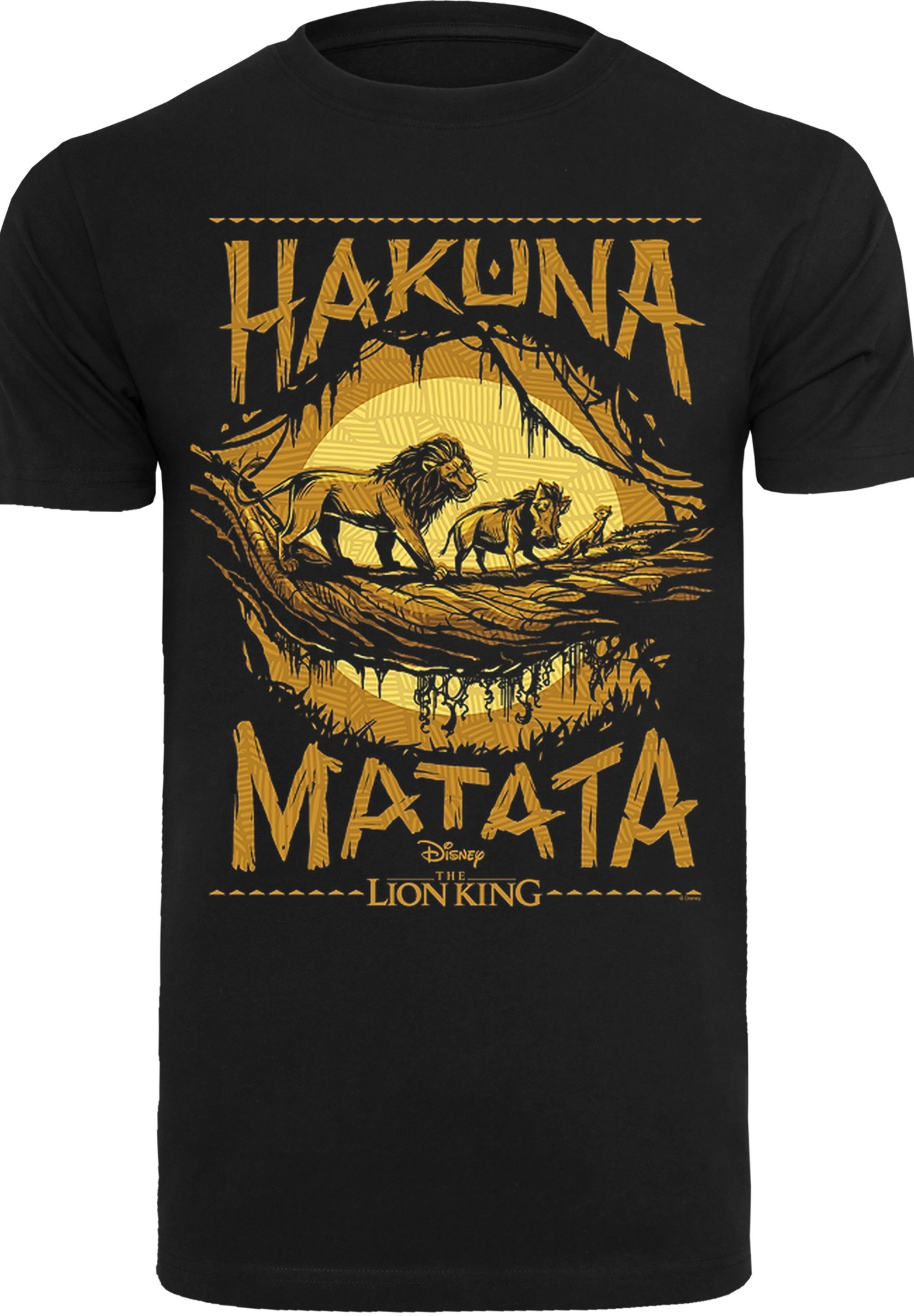 F4NT4STIC T-Shirt am Hals der Print, Matata Saum und Hakuna am Doppelnähte Rippbündchen König Löwen