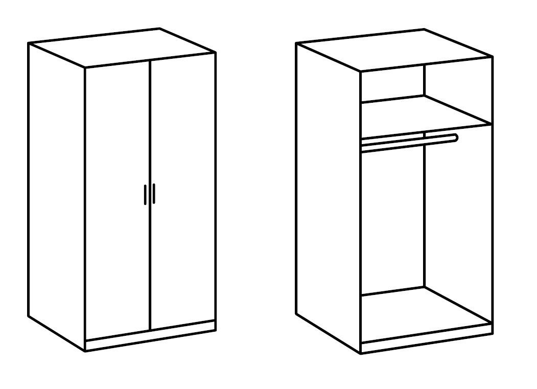 möbel-direkt.de Kleiderschrank Greven in Weiß Hochglanz Lack mit Eiche Sägerau (komplett, 1-St., Drehtürenschrank, Eckkleiderschrank) Made in Germany, Hochglanz-Lack-Front