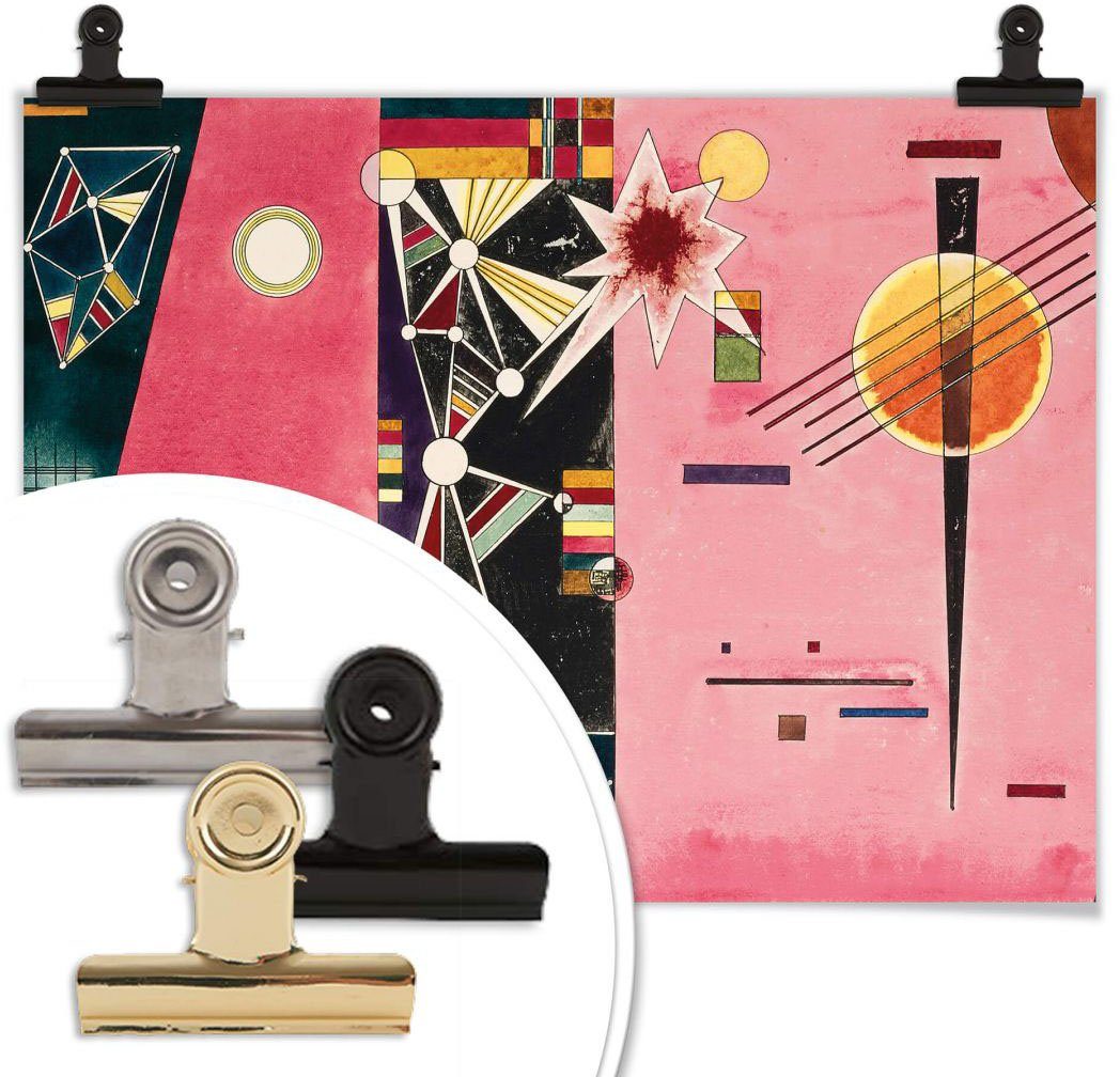 Wall-Art Poster Kandinsky abstrakte Kunst Abstrakt St), Rosa Wandbild, Bild, (1 Wandposter Rot, Poster