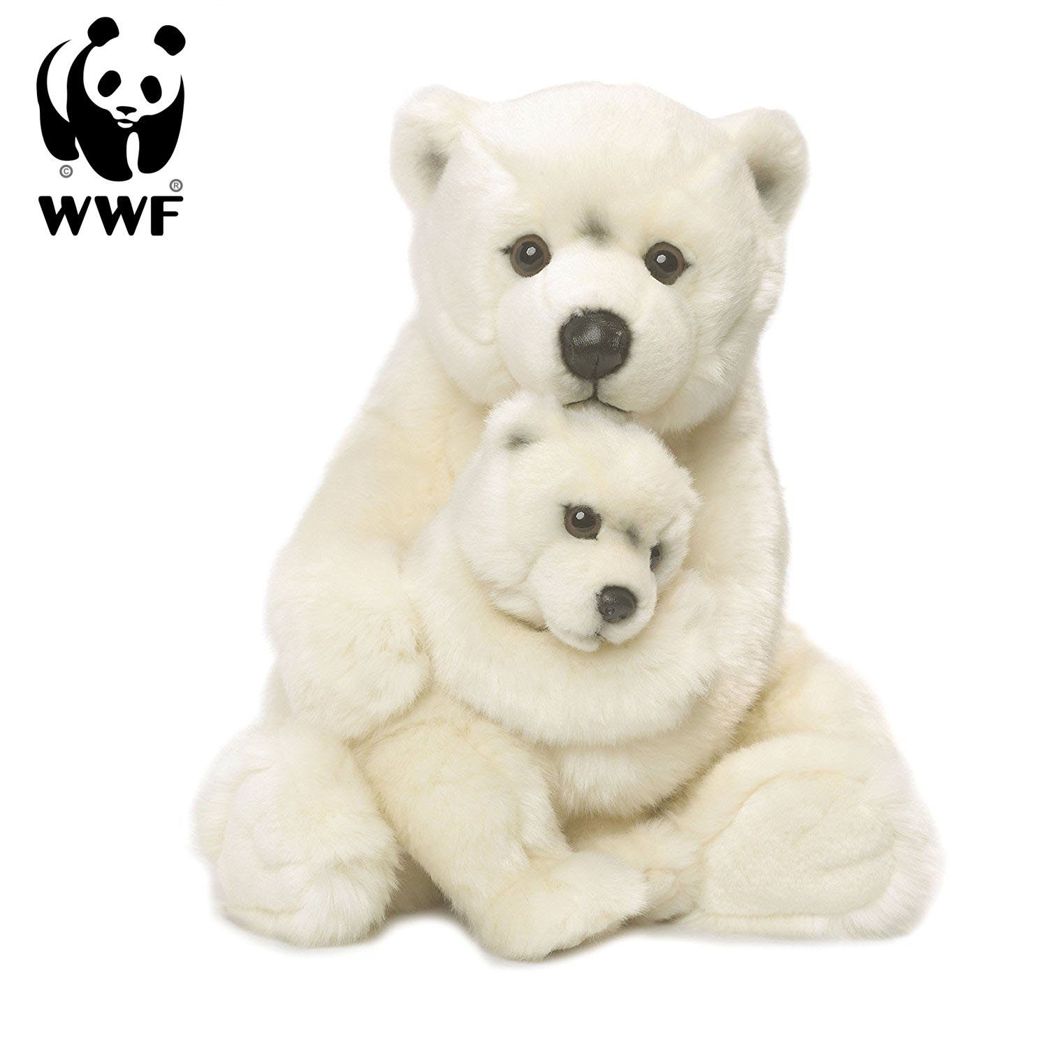 WWF Kuscheltier Plüschtier Eisbärmutter mit Baby (28cm)