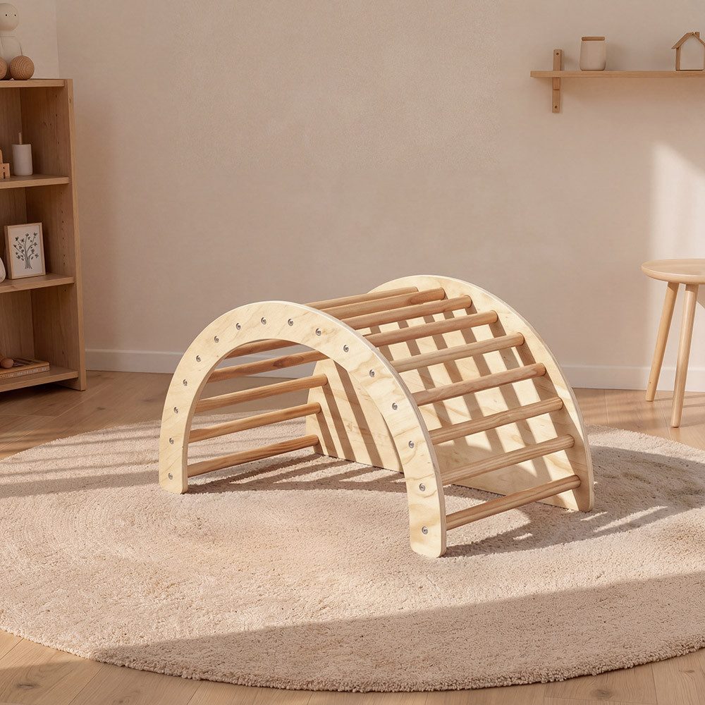 HOME DELUXE Klettergerüst 3 in 1 Kinderwippe NALAN inkl. Hocker und Auflage, (3-St), einsetzbar als: Wippe, Tisch, Kletterbogen oder Bude