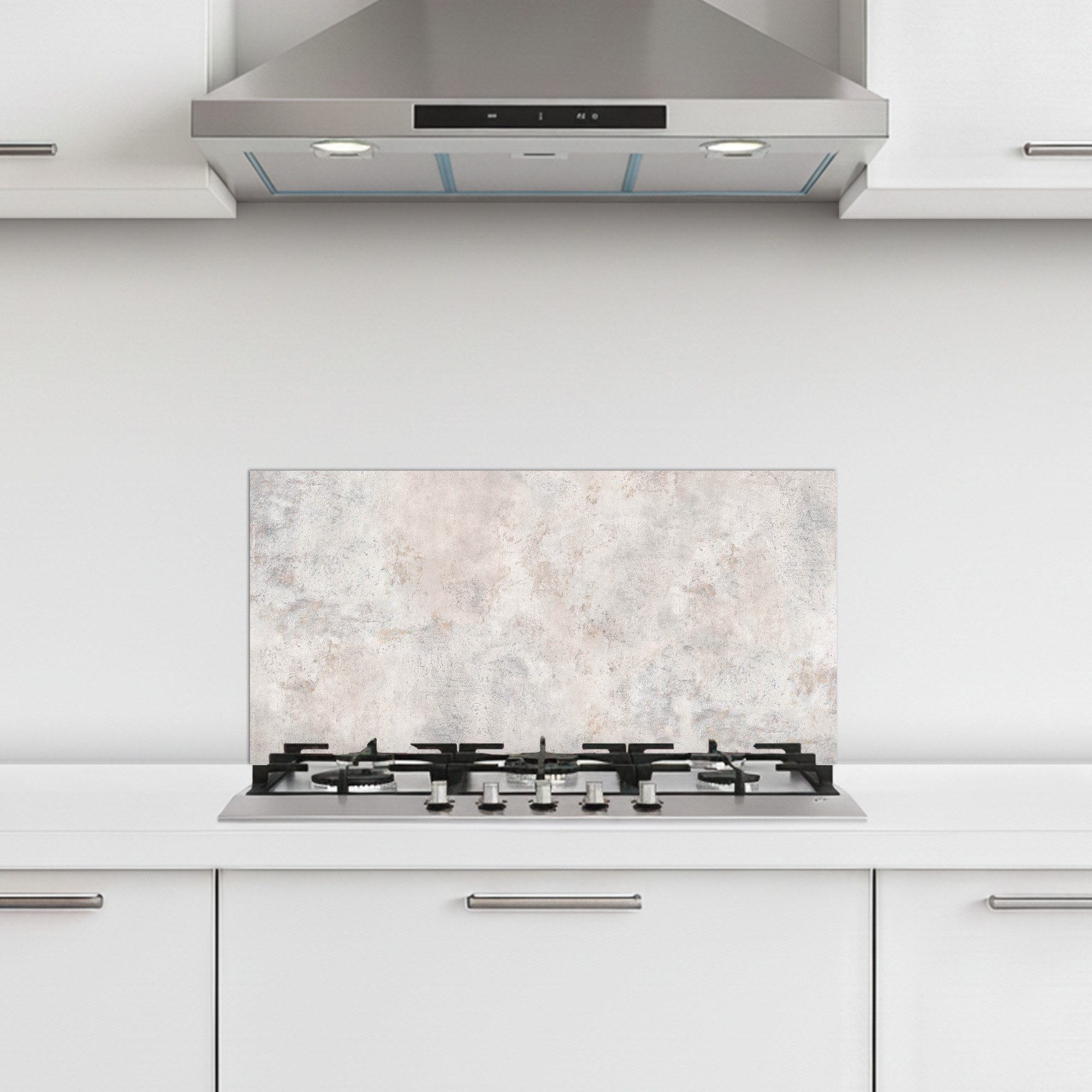 KitchenYeah Küchenrückwand selbstklebend (keine Folie) Beton - Grau - Weiß, (1-tlg), Küchenrückwand, Spritzschutz, Kitchen, 60x30 cm
