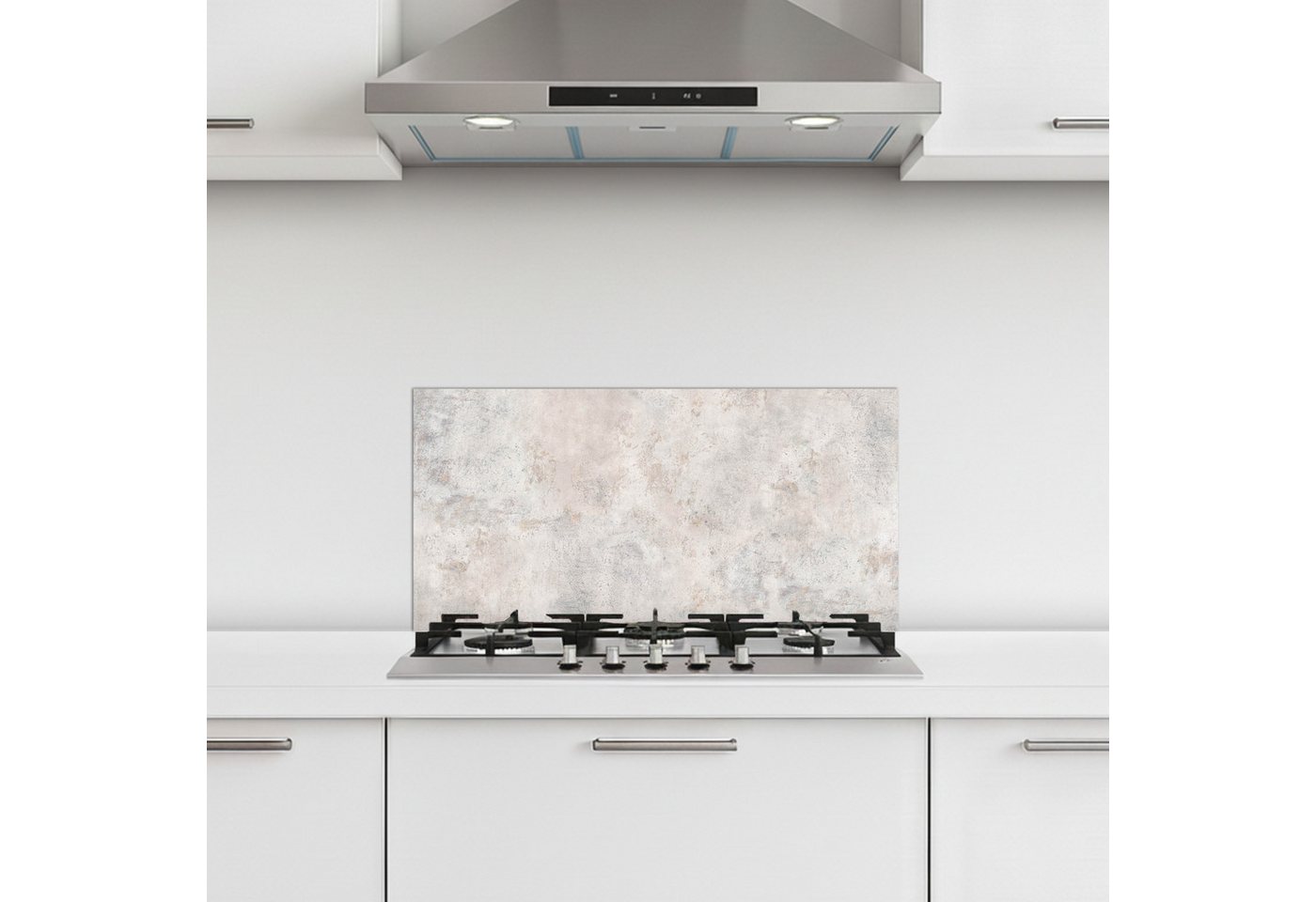 KitchenYeah Küchenrückwand selbstklebend (keine Folie) Beton - Grau - Weiß, (1-tlg), Küchenrückwand, Spritzschutz, Kitchen, 60x30 cm