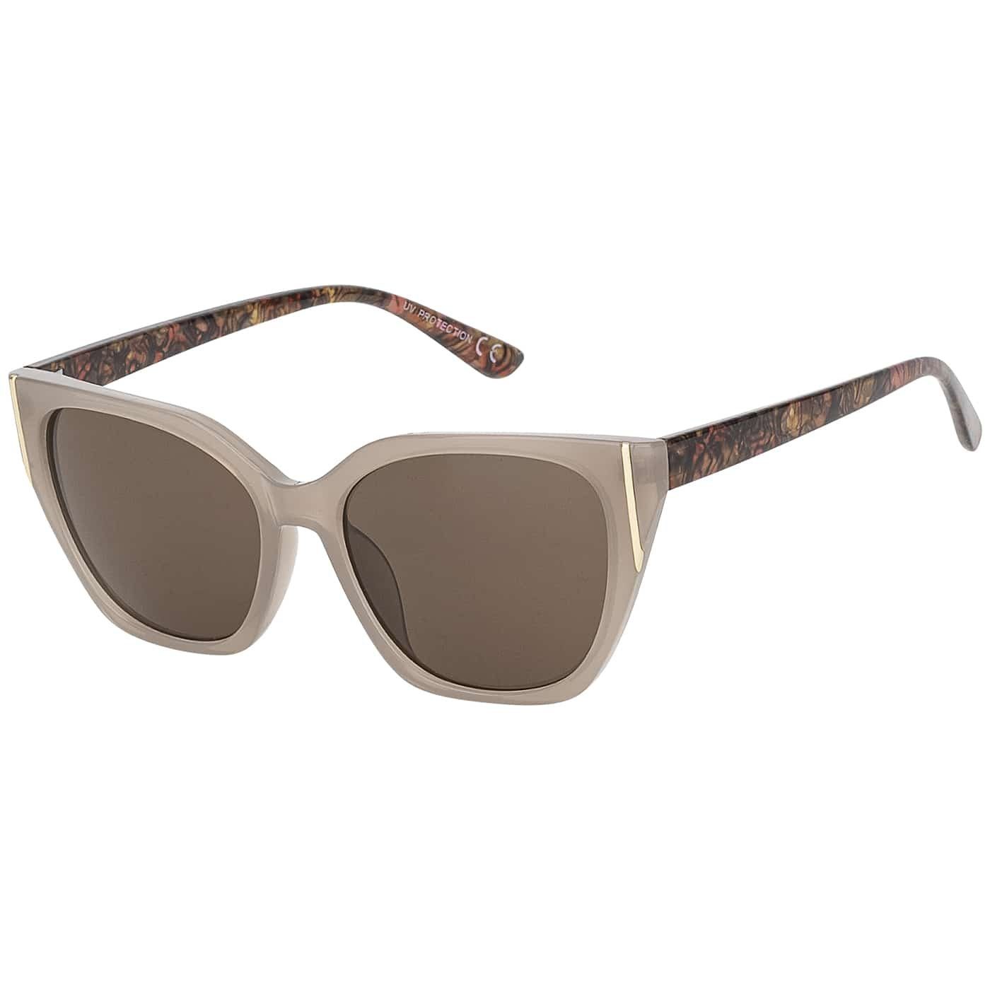 BEZLIT Eyewear Retrosonnenbrille Rundglas Designer Damen Sonnenbrille (1-St) mit Lila, Braun und Violetten Linsen Taupe