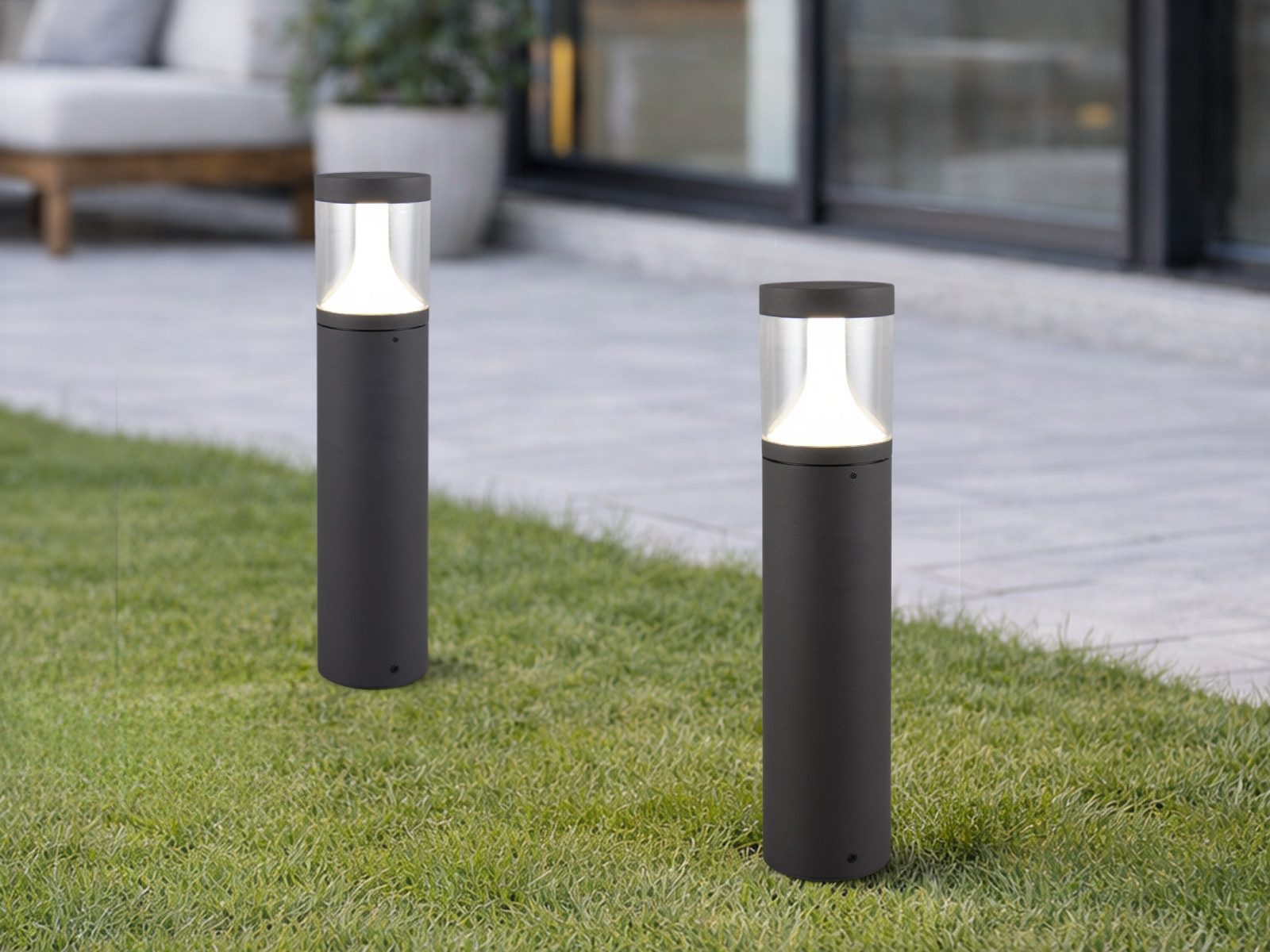 TRIO Leuchten LED Pollerleuchte 2er SET für Reihenschaltung, Höhe 50cm, Dimmfunktion, LED fest integriert, Warmweiß, Neutralweiß, Garten-Wegbeleuchtung, Außen-Leuchten wetterfest, Küstennähe geeignet
