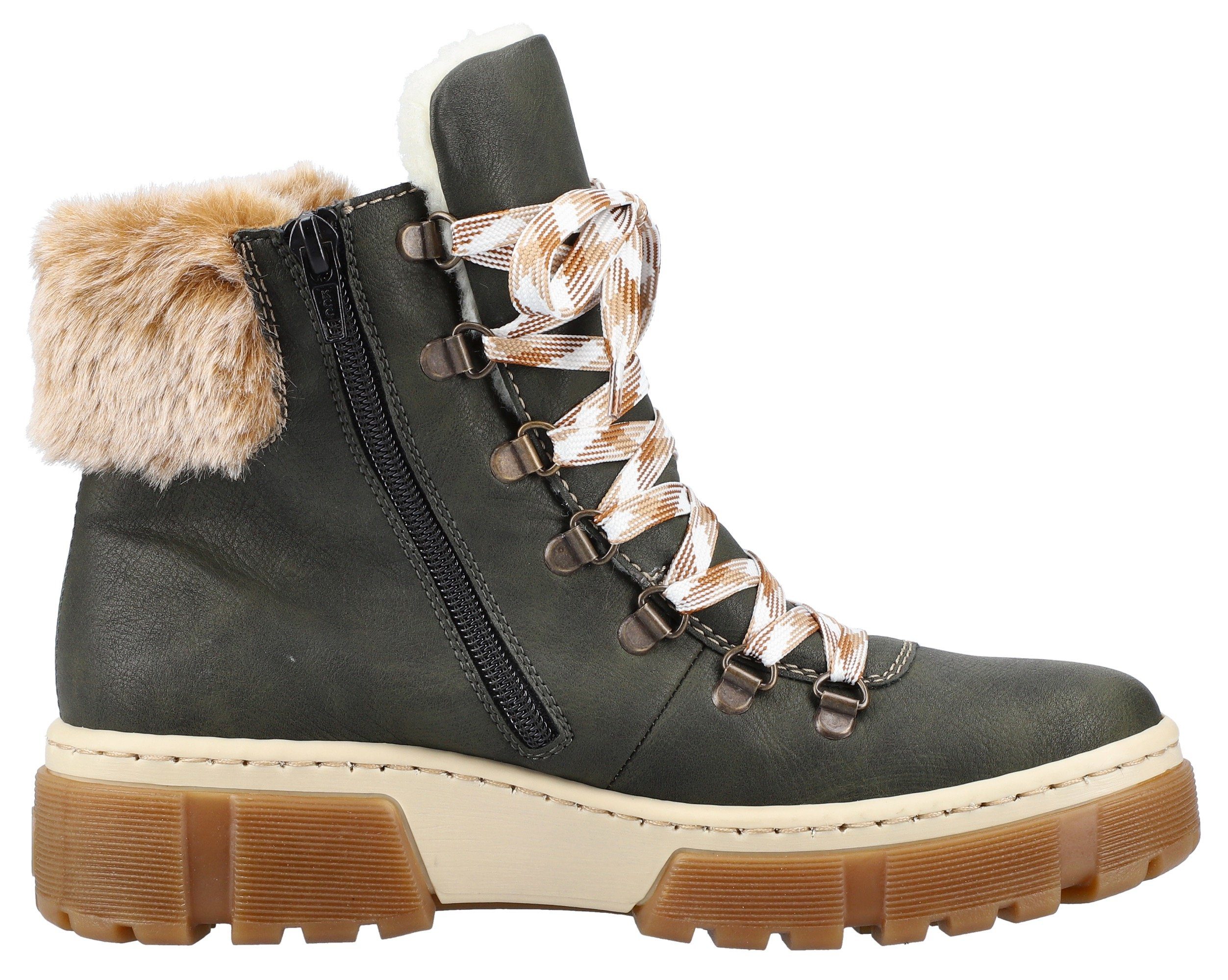 Rieker Winterboots mit gestepptem Schaftrand grün