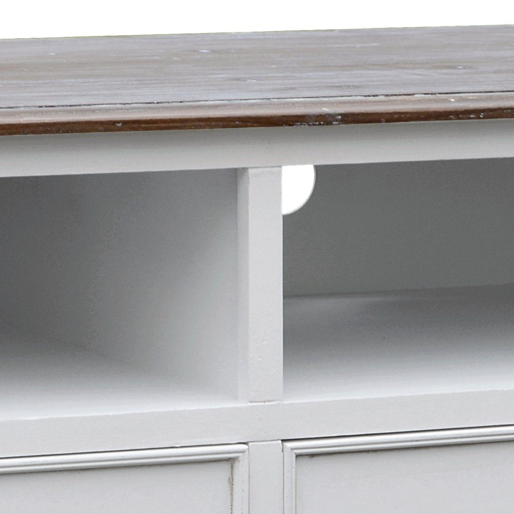 99rooms Lowboard Ravenna Pappel Weiß Hellbraun (TV-Kommode, TV-Schrank), aus Massivholz, rechteckig, mit Schubladen und Kabelführung