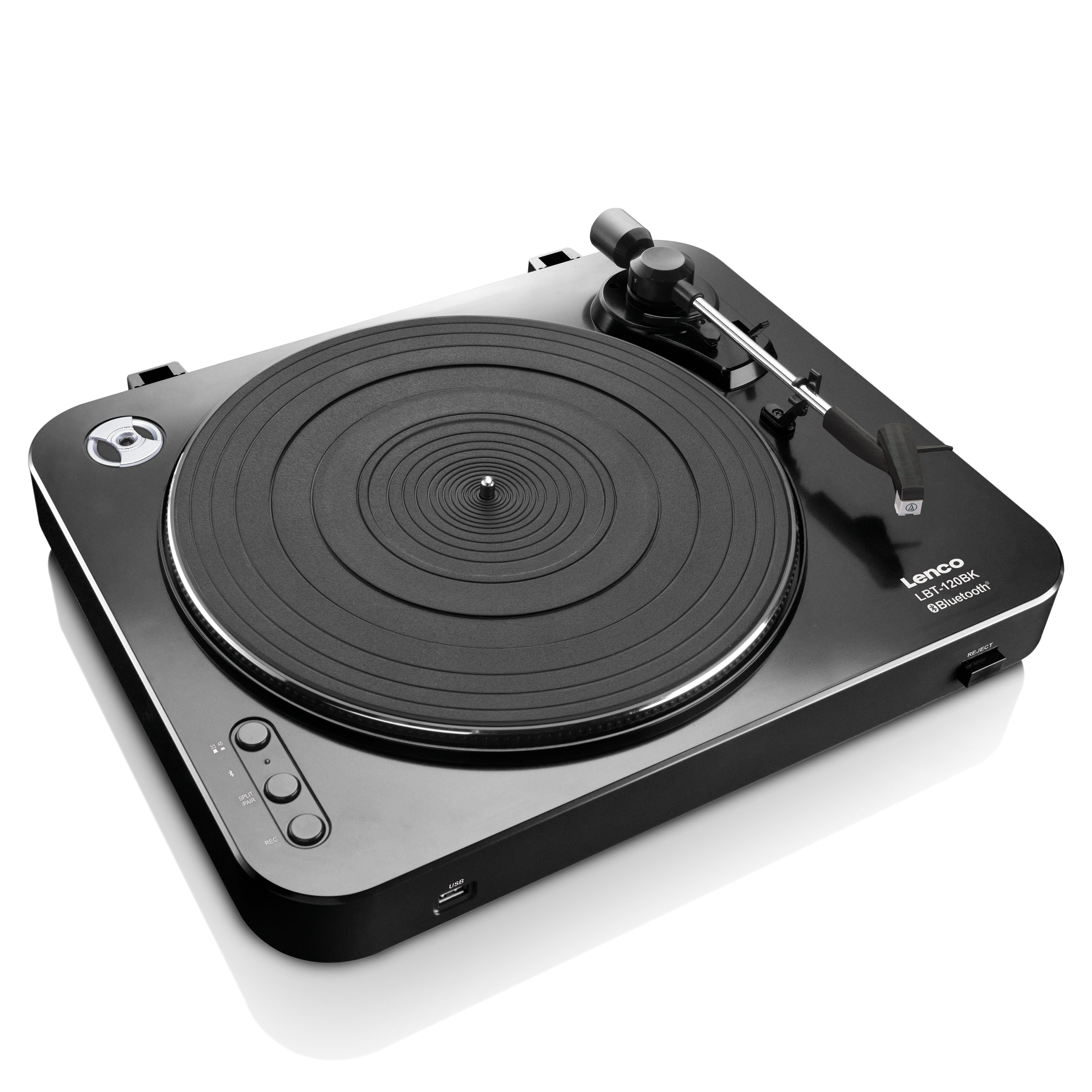 Lenco LBT-120BK Plattenspieler (Riemenantrieb, Bluetooth, Bluetooth, MP3, 33/45U/min & Sound Vorverstärker) – Bild 4 von 5