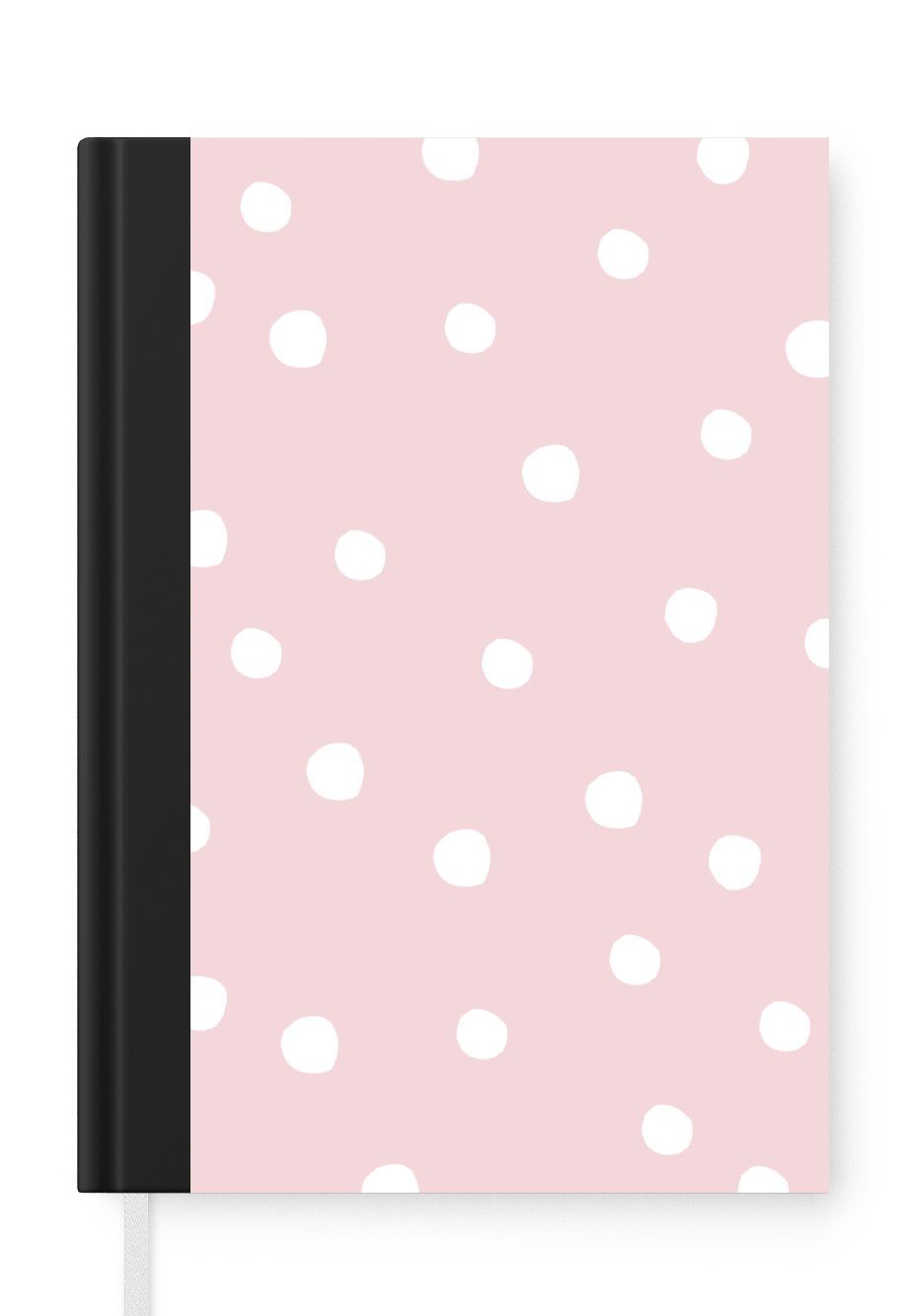 MuchoWow Notizbuch Illustration eines Musters mit weißen Punkten auf einem rosa, Journal, Merkzettel, Tagebuch, Notizheft, A5, 98 Seiten, Haushaltsbuch