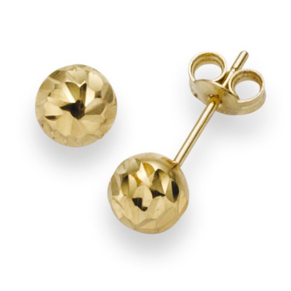 Paar Ohrstecker 6mm Kugel Ohrstecker aus 585 Gelbgold