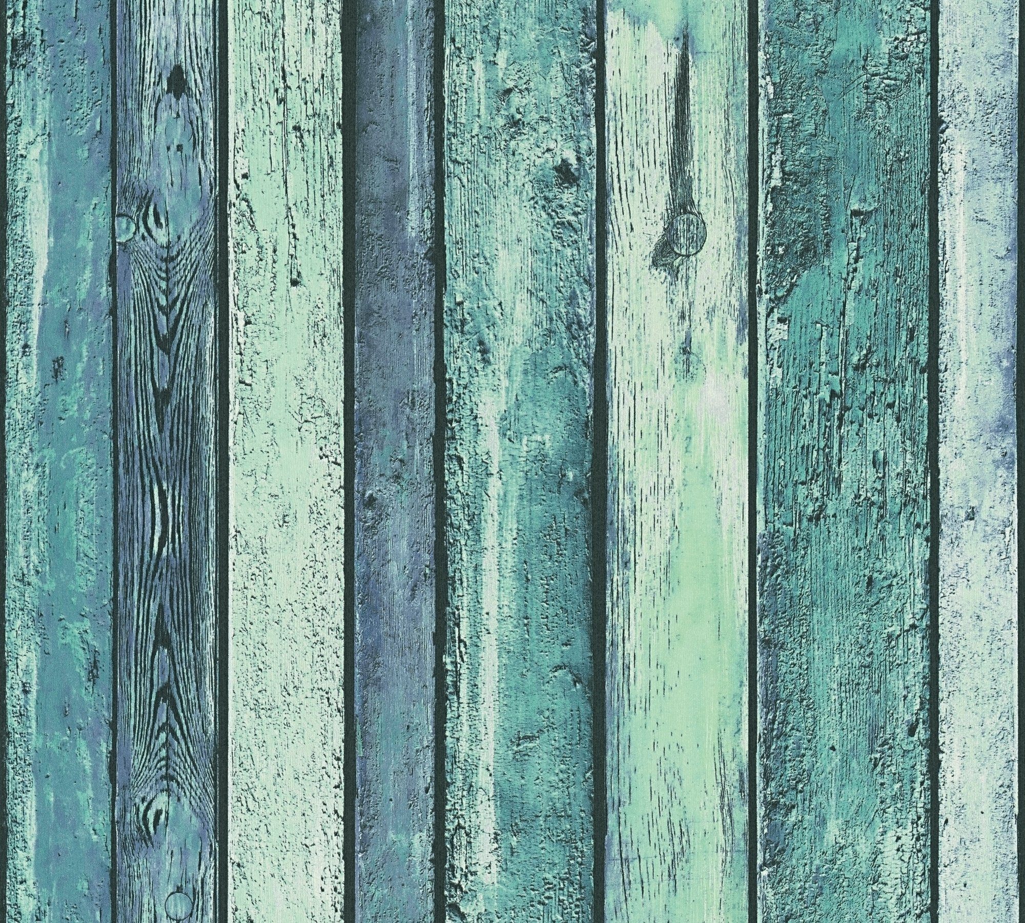 A.S. Création Vinyltapete, Tapeten Holzoptik Blau Papier 362821