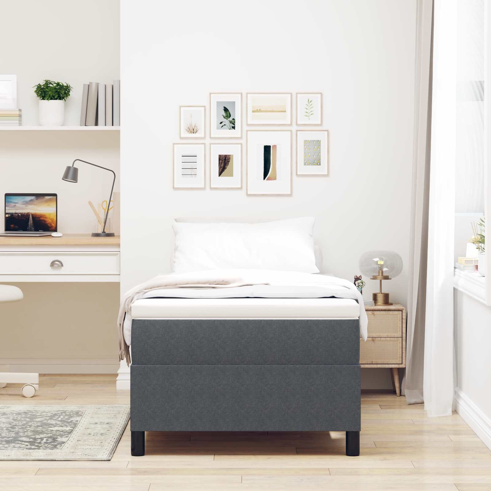 vidaXL Bett Plattformbettgestell Dunkelgrau 90 x 190 cm Cordstoff (1-tlg)