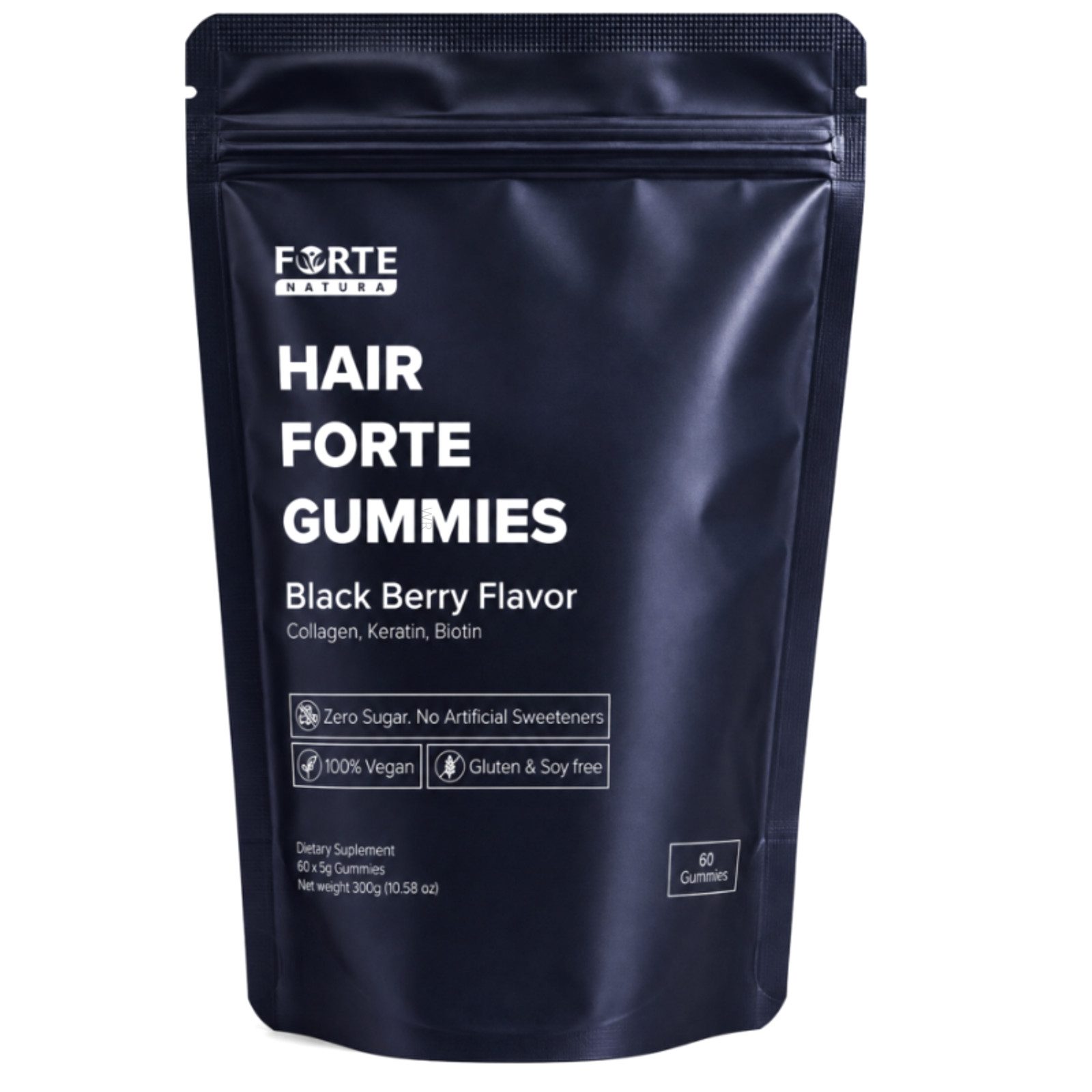 HairForte Gummies HairForte Gummies Fruchtgummies, 300 g, Vegan – Zuckerfrei – Glutenfrei – Sojafrei – ohne Süßungsmittel