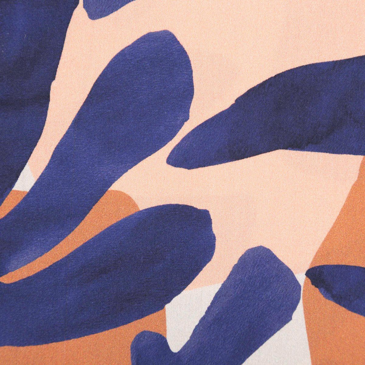 SCHÖNER LEBEN. Stoff Baumwollstoff Meterware Cotton Satin Digital Leaves blau 1,48m, allergikergeeignet