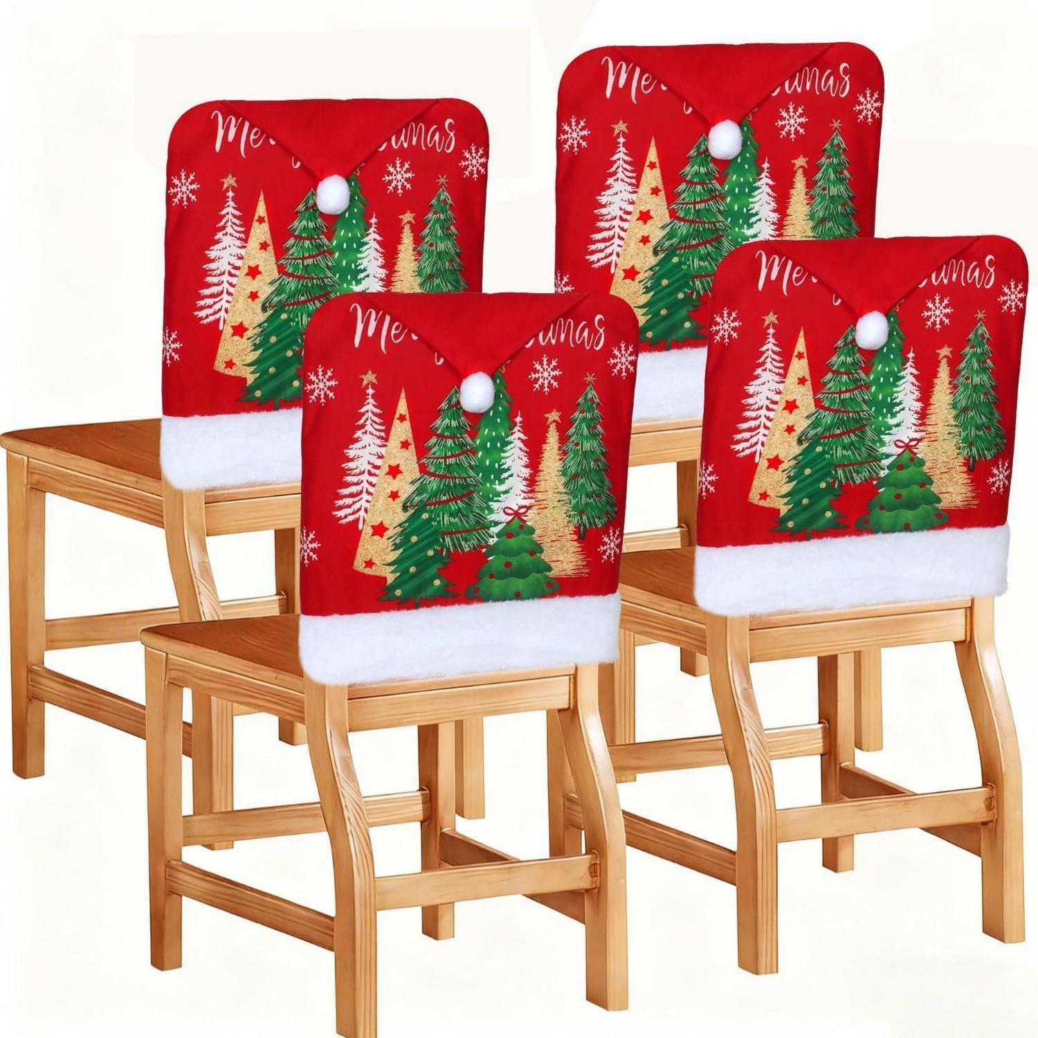 LuxusKollektion Stuhlhusse Stuhllehnenbezüge Weihnachten Nikolausmütze Abdeckung 4