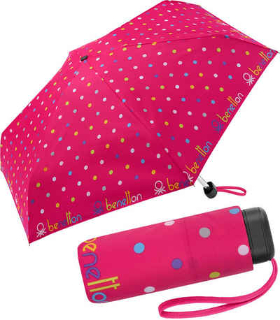 United Colors of Benetton Taschenregenschirm Ultra Mini Flat - Signature Dot virtual pink, ein bunter Konfettiregen
