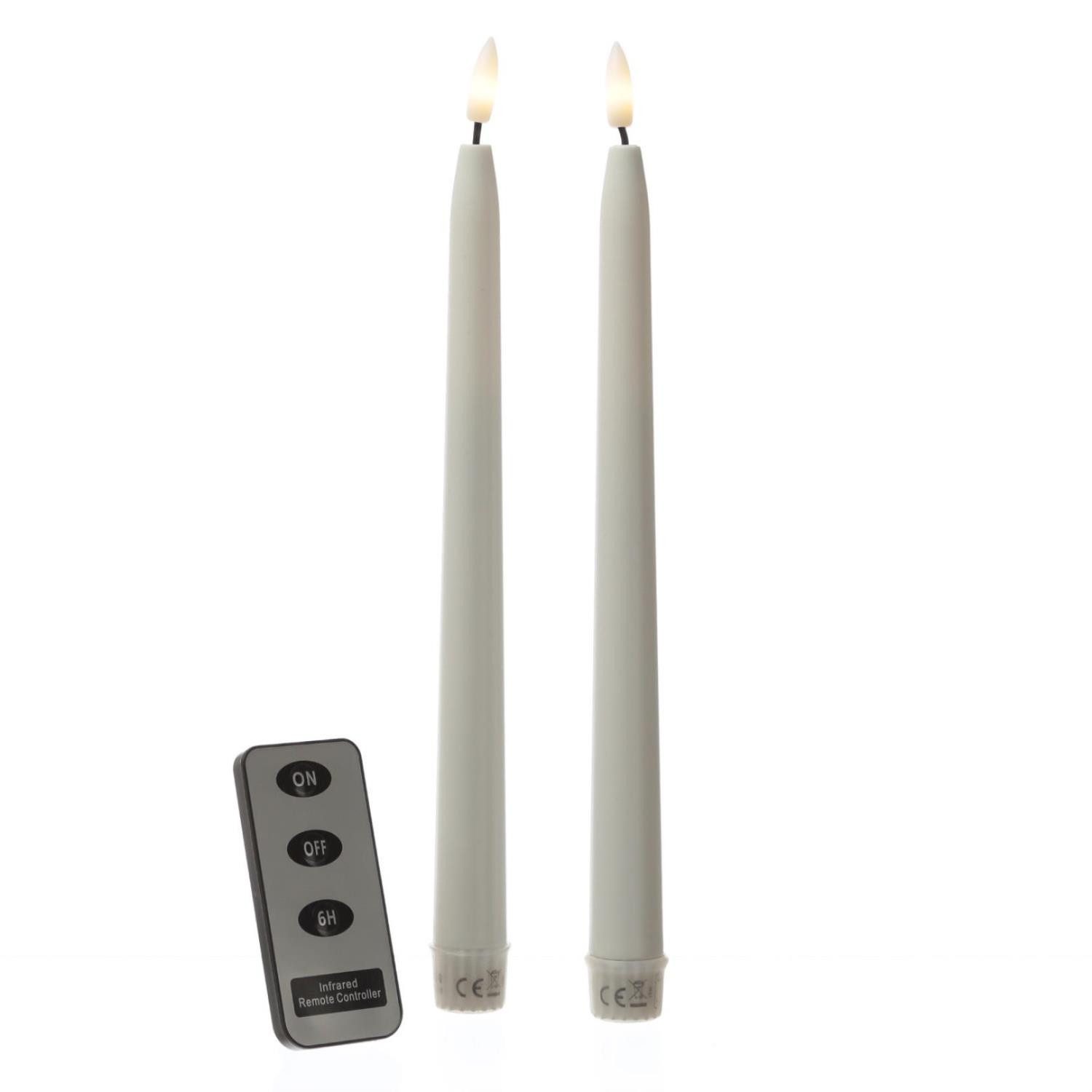 MARELIDA LED-Kerze LED Stabkerzen Outdoorkerzen Timer H: 28cm weiß für Innen/Außen (2-tlg)