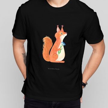 Mr. & Mrs. Panda T-Shirt Eichhörnchen Blume - Schwarz - Geschenk, Spruch Deko, Motivation Sprü (1-tlg)