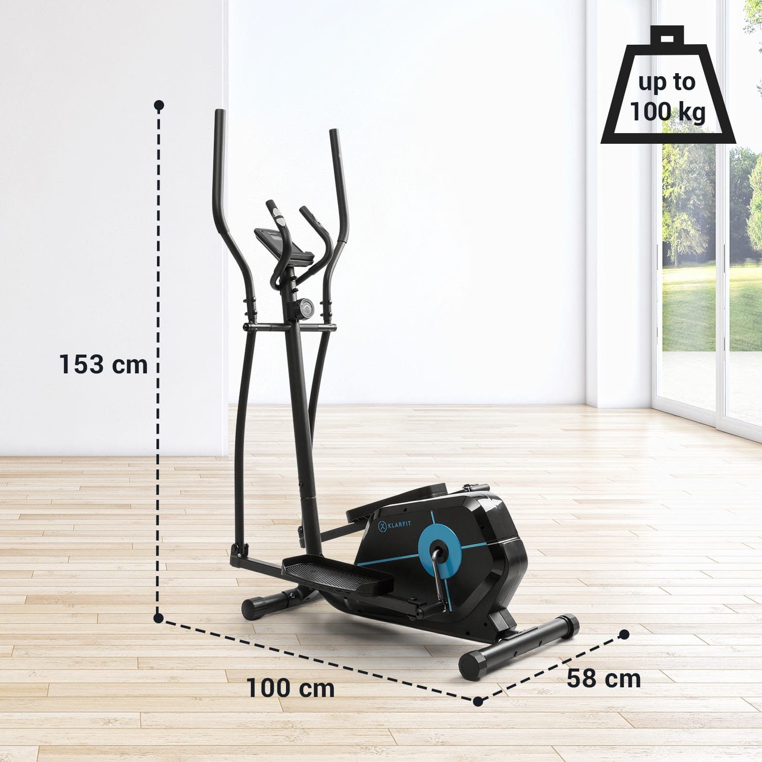 KLARFIT Heimtrainer Tauon (Tablet-Halterung ;pullsmesser;Trainingscomputer mit LCD-Display)