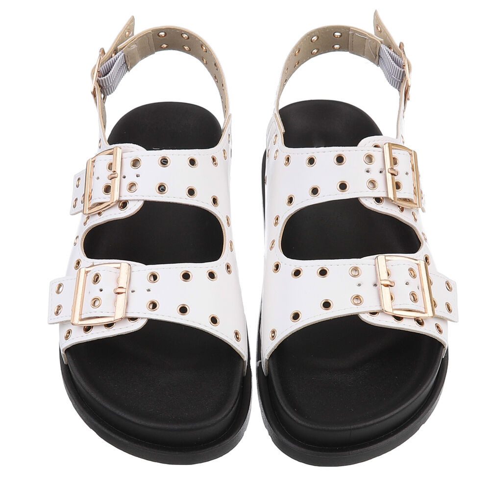 Ital-Design Moderne Sandalen mit Schnallen und erstklassigem Komfort Riemchensandalette (89323132) Flach Riemchensandalen in Weiß – Bild 4 von 5
