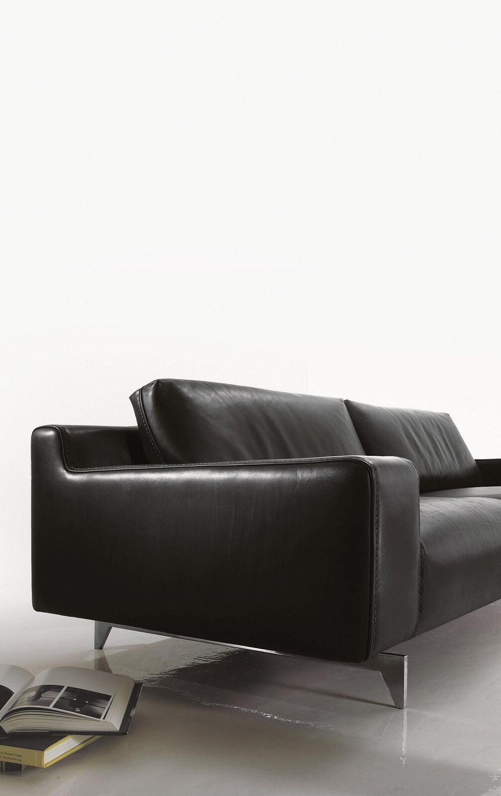 Couch Sofa Sofas Design Luxus Sitzer Sofa Möbel Stil Schwarz JVmoebel Leder Dreisitz 3 Sitz